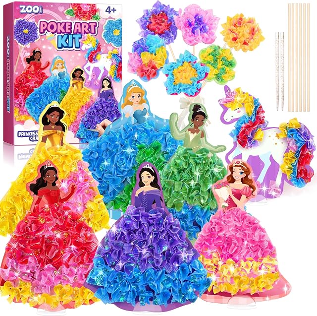 ZOOI Poke Art Kits, Arts et artisanat pour les enfants de 6 à 8 ans 4 5 6 7 8 Cadeaux de l'année de la jeune fille, fournitures d'art pour les enfants, cadeaux d'anniversaire pour les filles de 6-8 ans, Licorne jouets pour enfants pour les âges 5-7