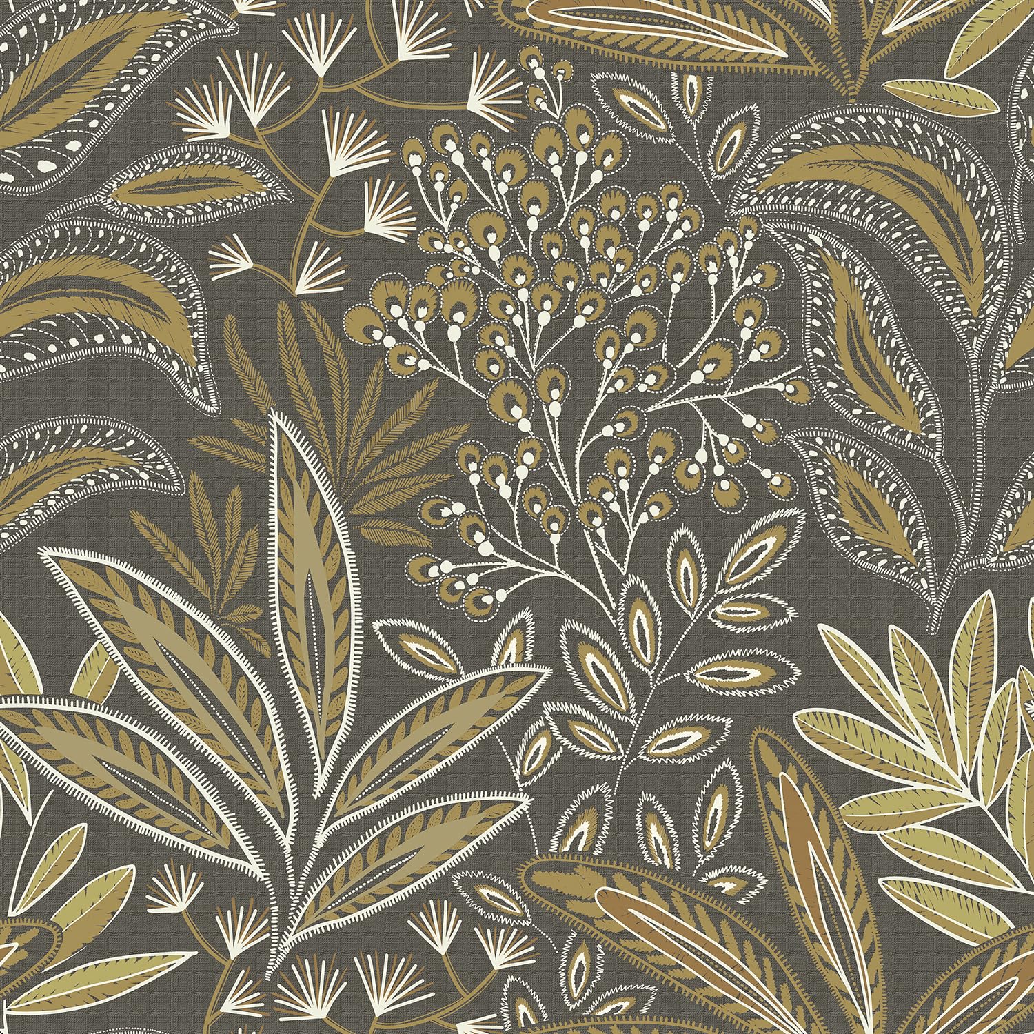 Papier peint floral vintage marron autocollant Safiyya 44x500cm