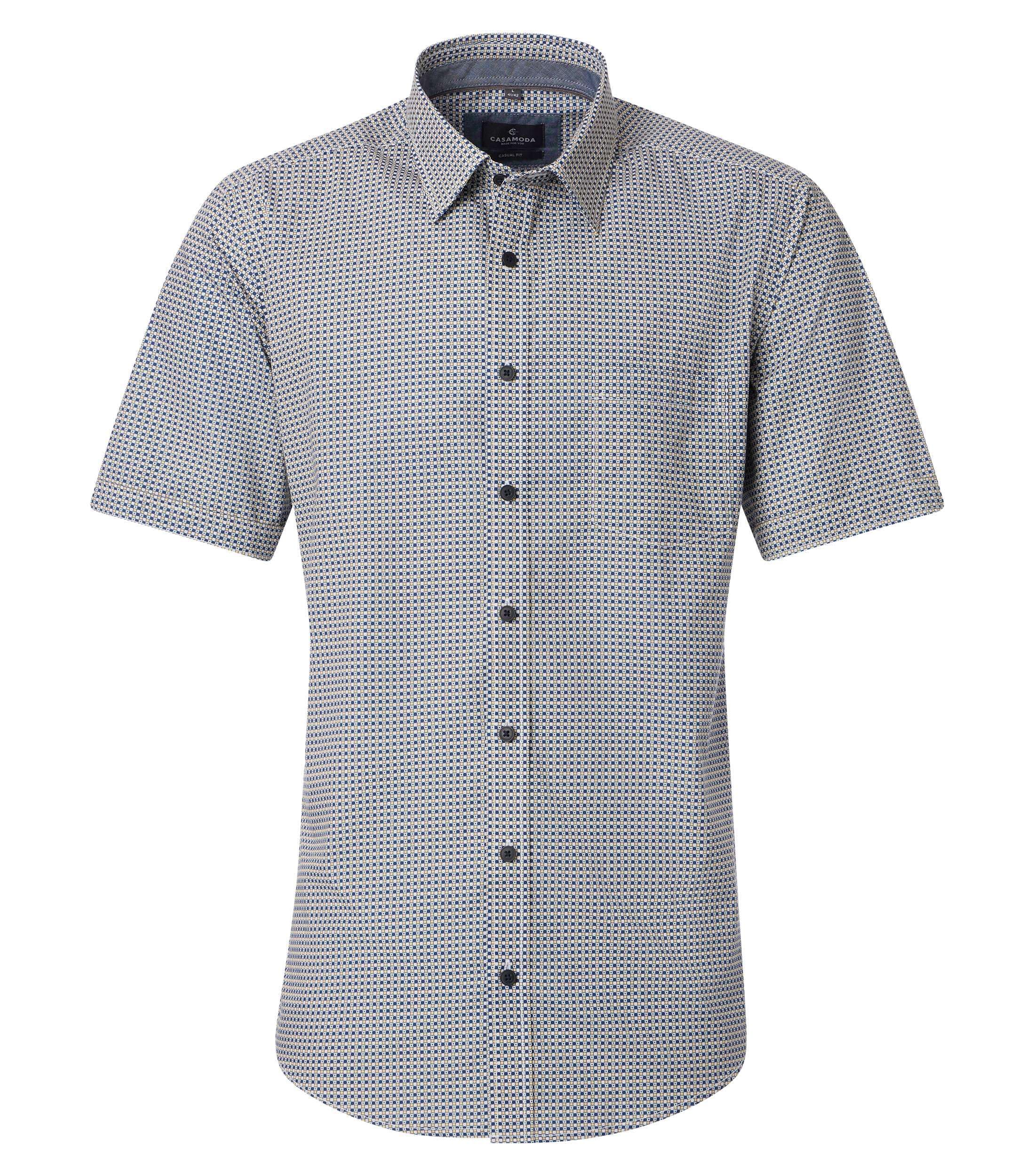 CASAMODA Casual Fit Short Sleeve Shirt Yellow/Blue (UK, Alpha, 3XL, Regular, Regular, Blue/Yellow)