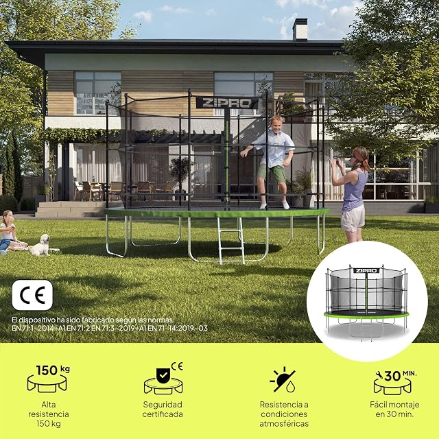 Foto 2 de 8 de ZIPRO JumpPro IN Trampolín Exterior, Cama Elástica para Niños, con Red Interna, Resistente a la Intemperie