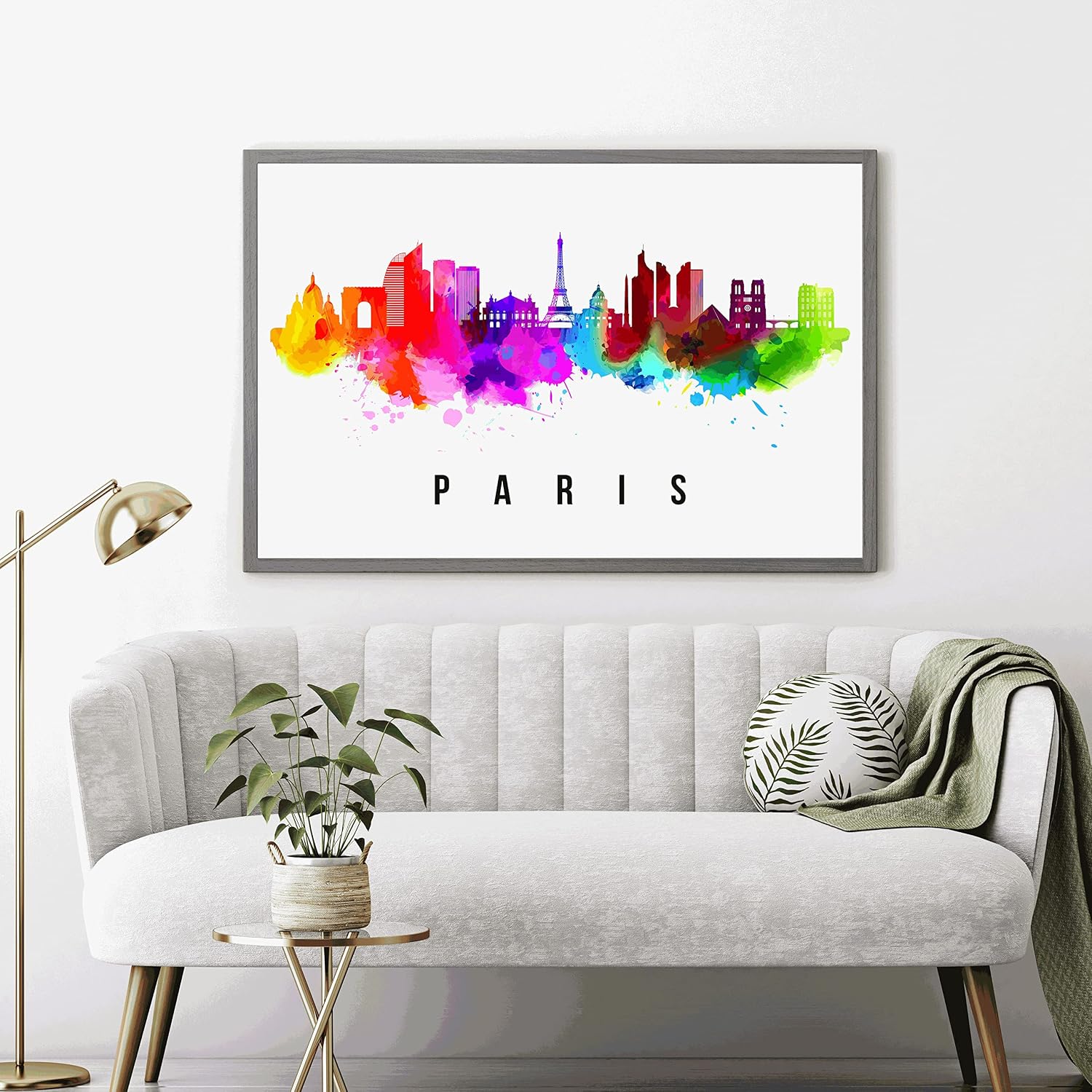 Paris Skyline France Poster, Paris Cityscape Painting, France Poster, Paris Cityscape and Landmark Print, Home Wall Art, Office Wall Decor, 12*18 Inches