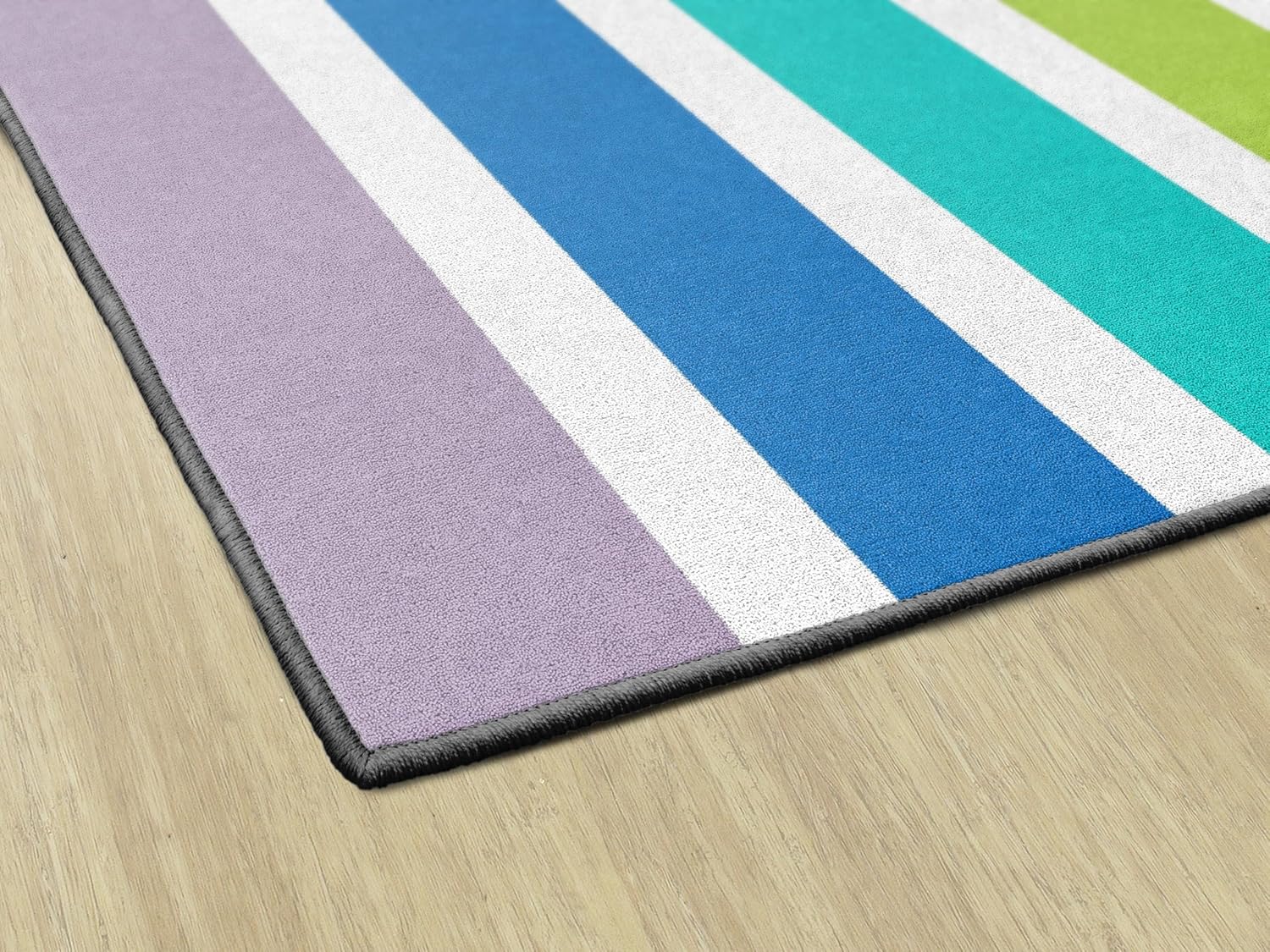 Flagship Carpets Hello Sunshine Bright Rainbow Striped Classroom Area Rug for Indoor Classroom Learning or Kid Bedroom Educational Play Mat, 7'6" x 12', Multicolor