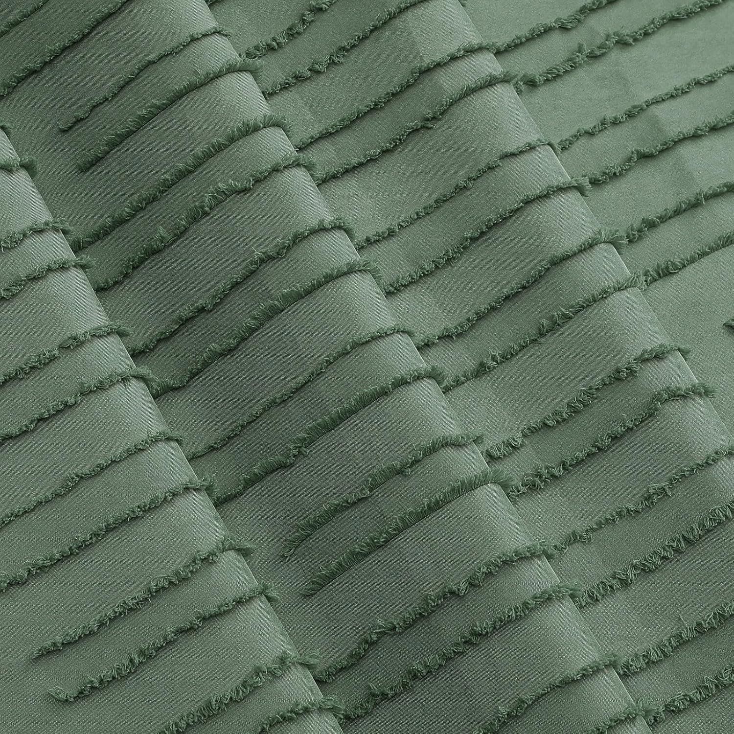 Size 72x72 Color Green  Boho Fabric Shower Curtain Set, Modern Farmhouse Tufted Cloth Shower Curtains with Striped Textured for Luxury Bathroom Decor, Soft & Wrinkle Resistant, Sage Green, 72 x 72