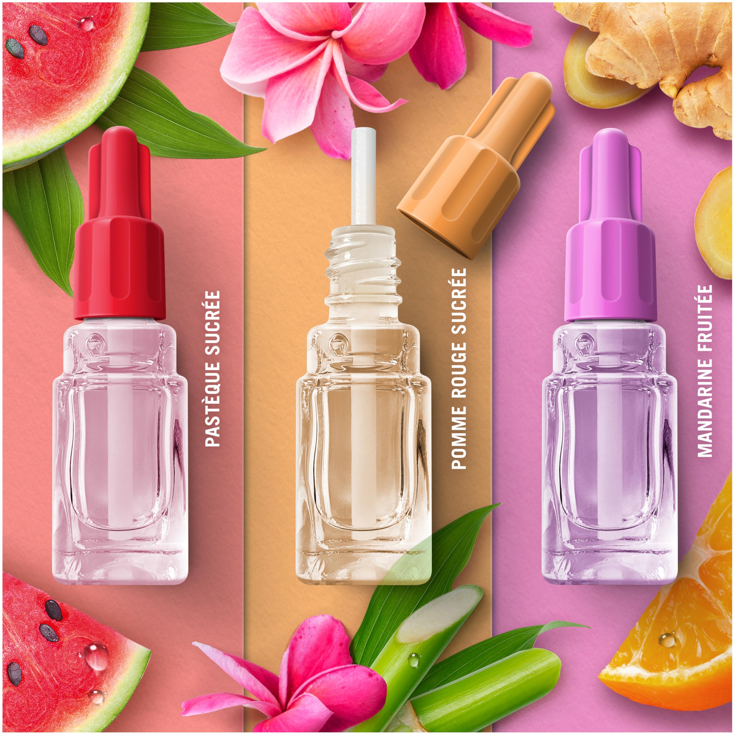Febreze Désodorisant Électrique, 7 Recharges (20ml avec 3 Parfums en Alternance), Parfum Fruits Exotiques, Combat les Odeurs en Continu, Fraîcheur Jusqu'à 90 Jours