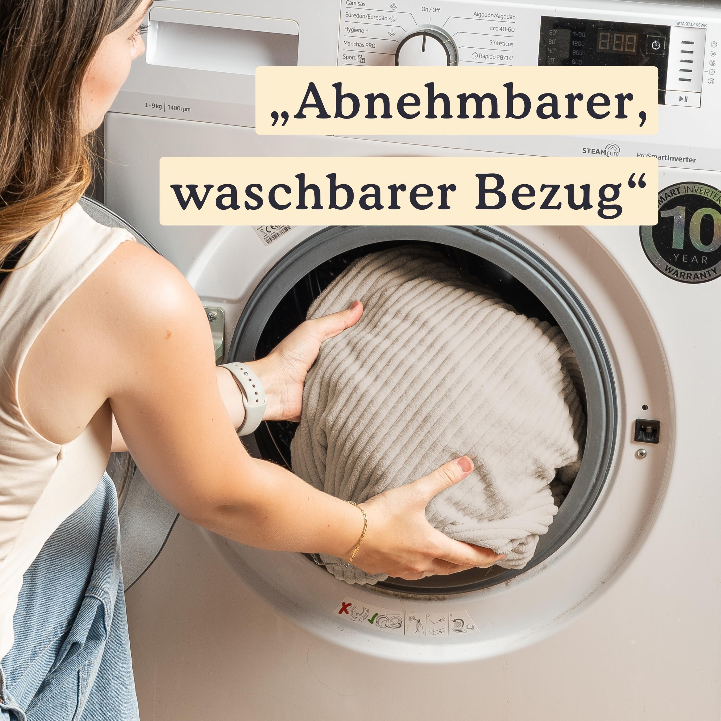 bananair - Sitzsack XXL aus Cordstoff für Kinder und Erwachsene, Weich und Bequem, Maschinenwaschbarer Bezug - Sitzsack mit Füllung, Giant Bean Bag, Puff, Bodensofa (180x140 cm, Beige)