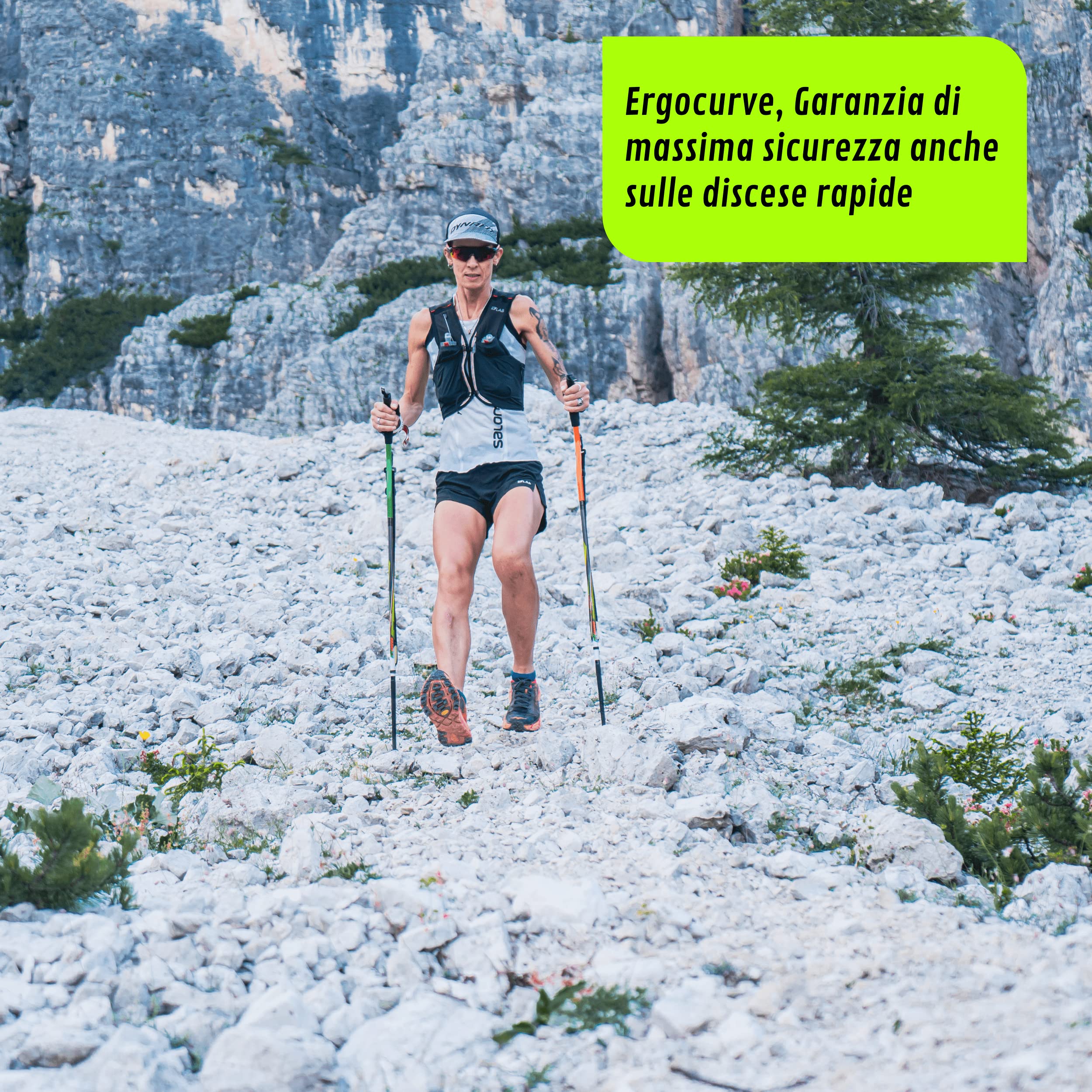 N&W CURVE | Teleskopische Trekkingstöcke Ergocurve 600 SkyRace mit verstellbarer Stange Trekkingstöcke - Trail Running - Ultra Trail - Vertical Race - Made in Italy