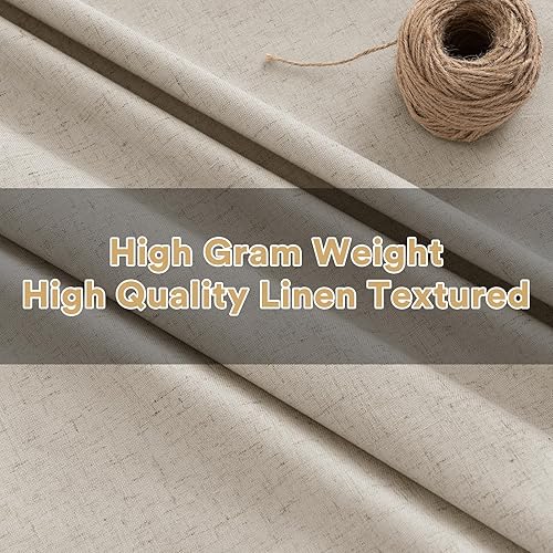 Miniatura 379 de PrinceDeco Cortinas opacas 100% para dormitorio, cortina de lino para puerta corrediza de cristal, cortinas opacas extra anchas con ojales Arena