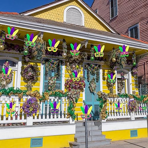 Miniatura 7 de 100 máscaras de Mardi Gras a granel para carnaval, desfile de carnaval, máscara de fieltro morada para fiesta de máscaras con plumas para hombres,