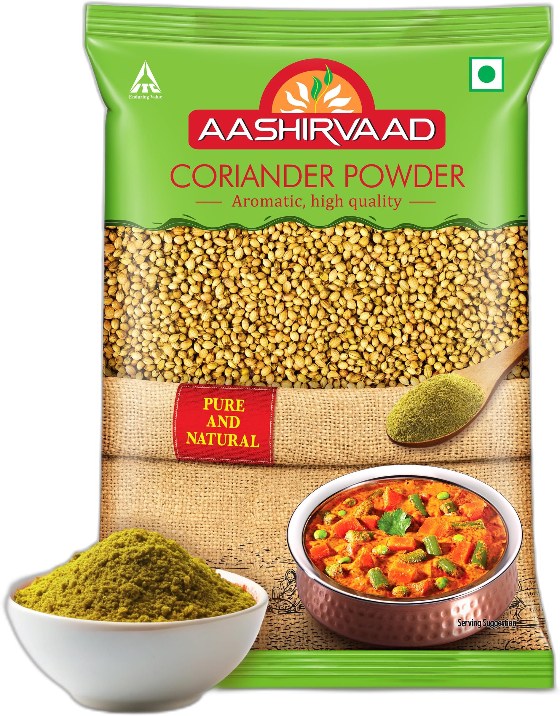 Aashirvaad Coriander Powder, 500g Pack, Perfectly Balanced Coriander Powder with No Added Flavours and Colours