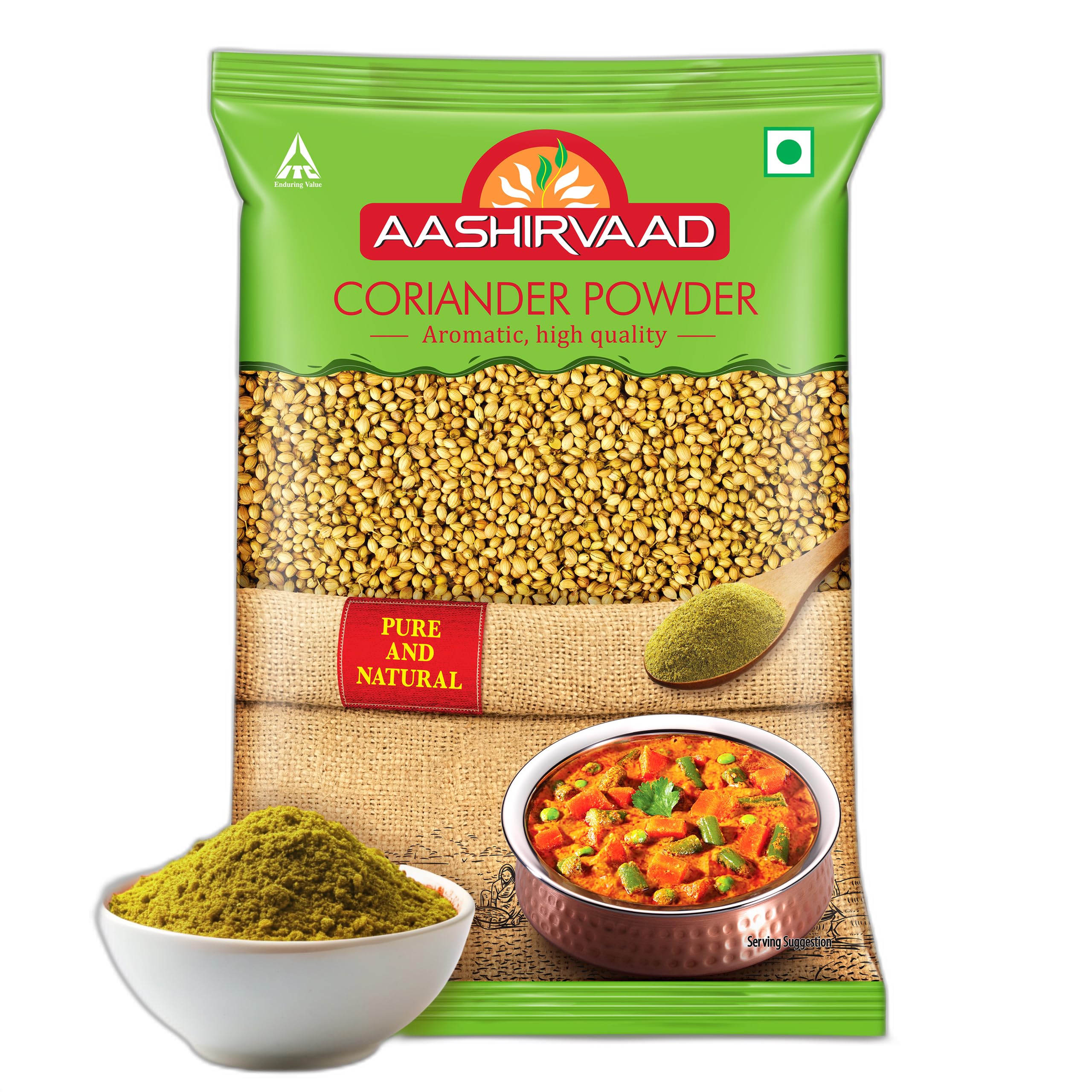 Aashirvaad Coriander Powder, 500g Pack, Perfectly Balanced Coriander Powder with No Added Flavours and Colours