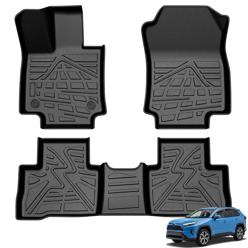 Kit de tapetes automotivos em TPE para Toyota RAV4 2019 a 2025, gasolina e híbrido, Partzer, 3 peças