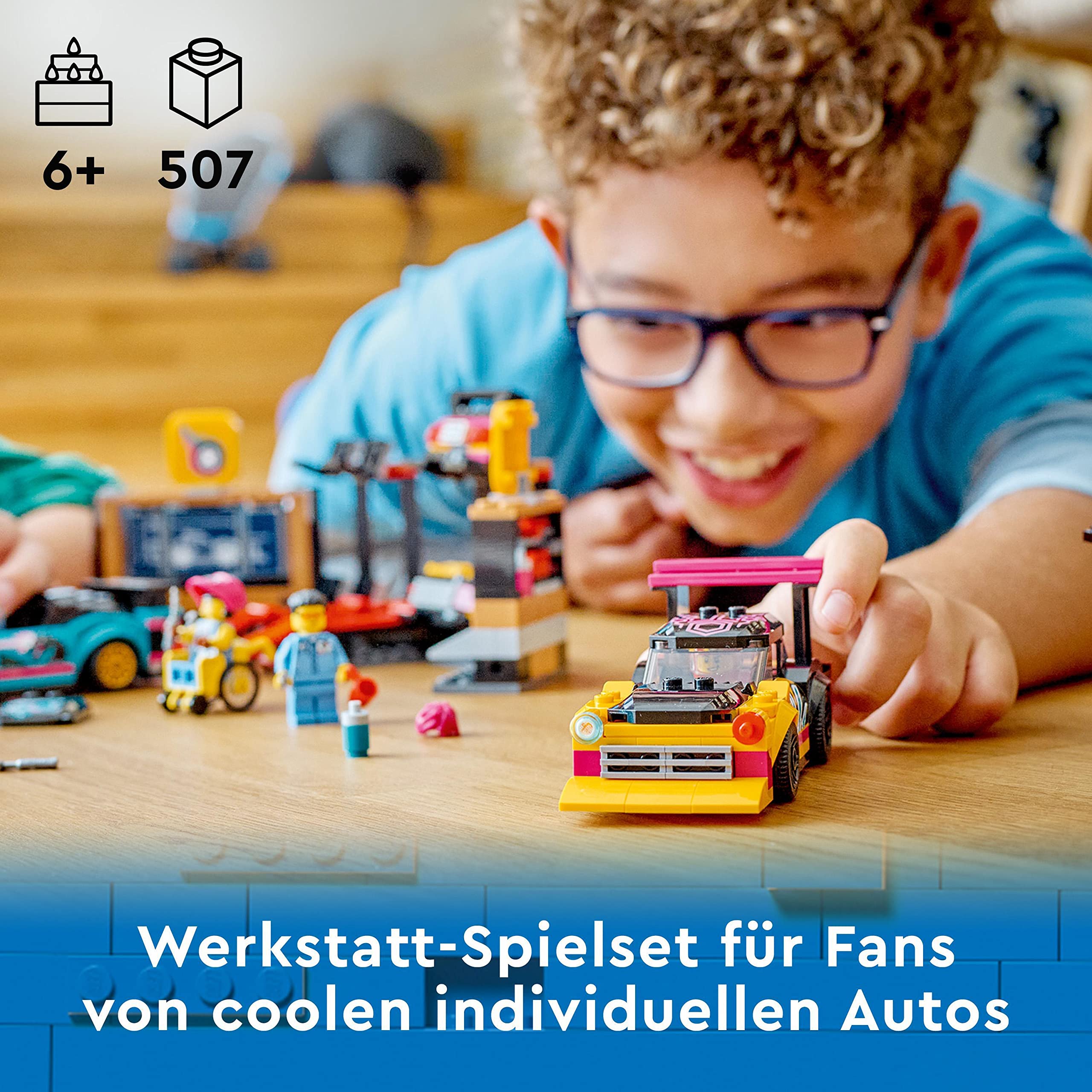 LEGO 60389 City Autowerkstatt, Mechaniker-Spielzeug-Werkstatt mit individuell gestaltbaren Spielzeugautos für Jungen und Mädchen ab 6 Jahren, Geschenkidee zum Geburtstag
