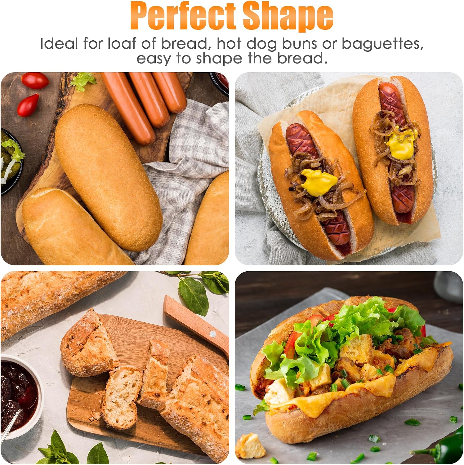 Silicone Baguette Pan, 6 Cavity Non Stick French Hot Dog Bread Loaf Bun Pan, Heat Resistant Foldable Baking Tray for Mini Hoagie, Sub Sandwich Rolls, Food Grade, Dishwasher Safe & Easy Release (1PC)