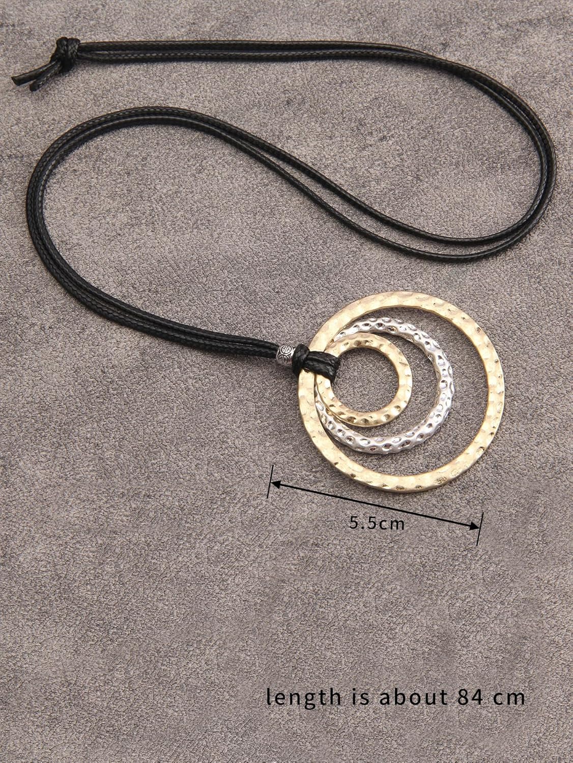 GelConnie Boho Necklaces for Women Vintage Silver Circles Long Pendant Necklace Cowgirl Sweater Necklace Adjustable Leather Choker Necklace for Women - Image 6