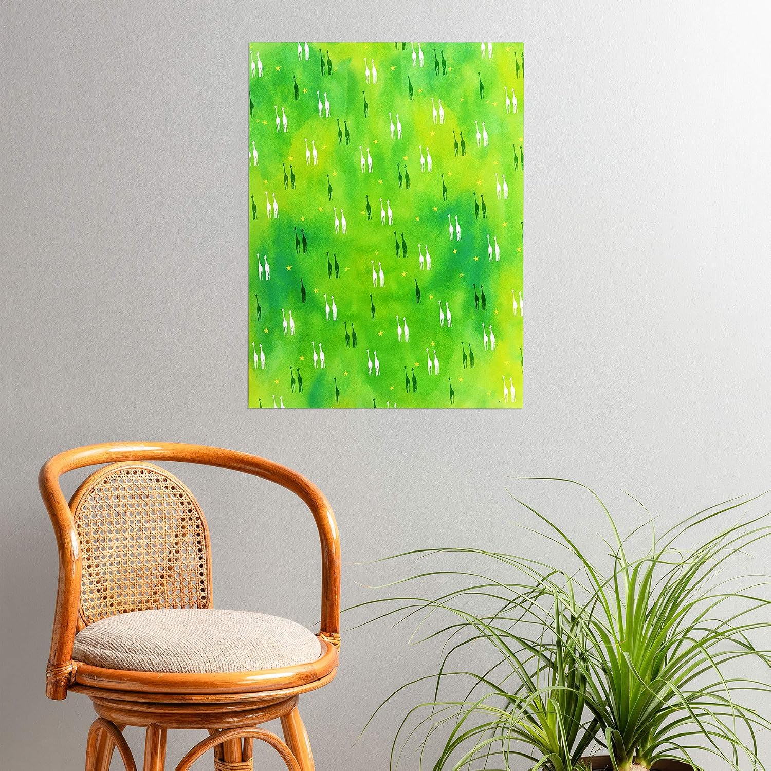 Deny Designs Kangarui Dreamy Giraffe Poster, 18x24, Green