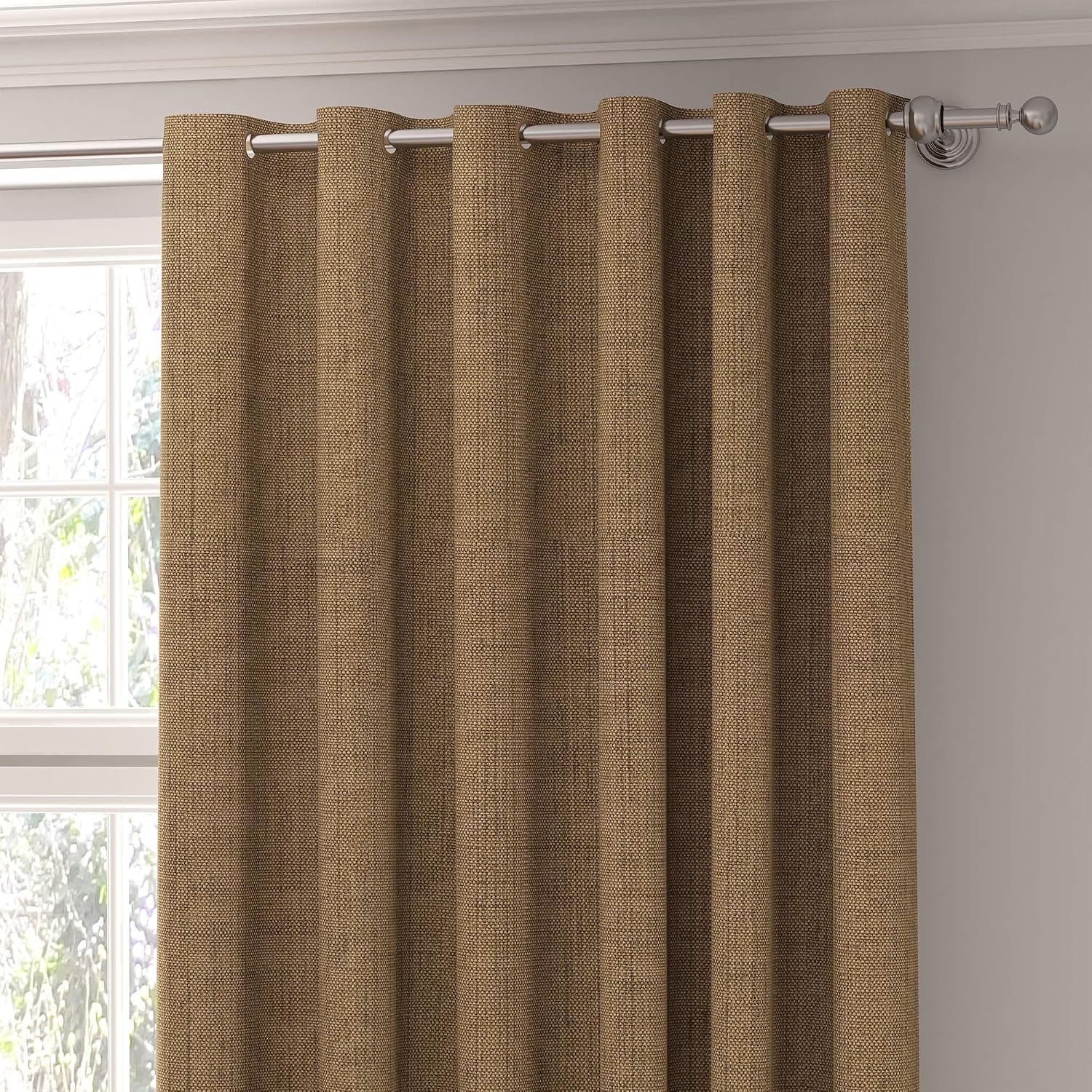 Curtains Faux Linen, Thermal Insulated, 3 Pass 100 % Blackout Eyelet Curtains, (2 Panels) Window Curtains/Panels/Drapes - Image 4