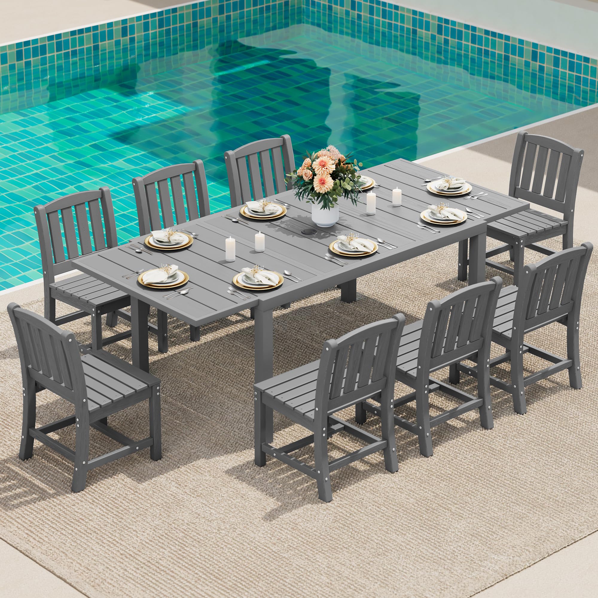 Expandable Outdoor Dining Set - Seats 8