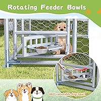 Vista 3 de Grepatio Perrera para perros al aire libre de 7.5 x 7.5 pies con techo, recinto exterior para perros con 2 comederos giratorios, cerca para perros