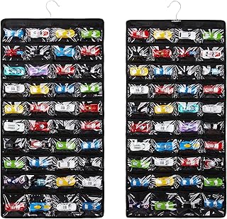 HUHYNN Storage Case Compatible with 80 Hot Wheels Matchbox Cars, Double-Sided Hanging Display Case for Hot Wheels Fits for 80 Toy Cars (80 Slots-Black)