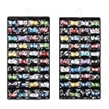 HUHYNN Storage Case Compatible with 80 Hot Wheels Matchbox Cars, Double-Sided Hanging Display Case for Hot Wheels Fits for 80 Toy Cars (80 Slots-Black)