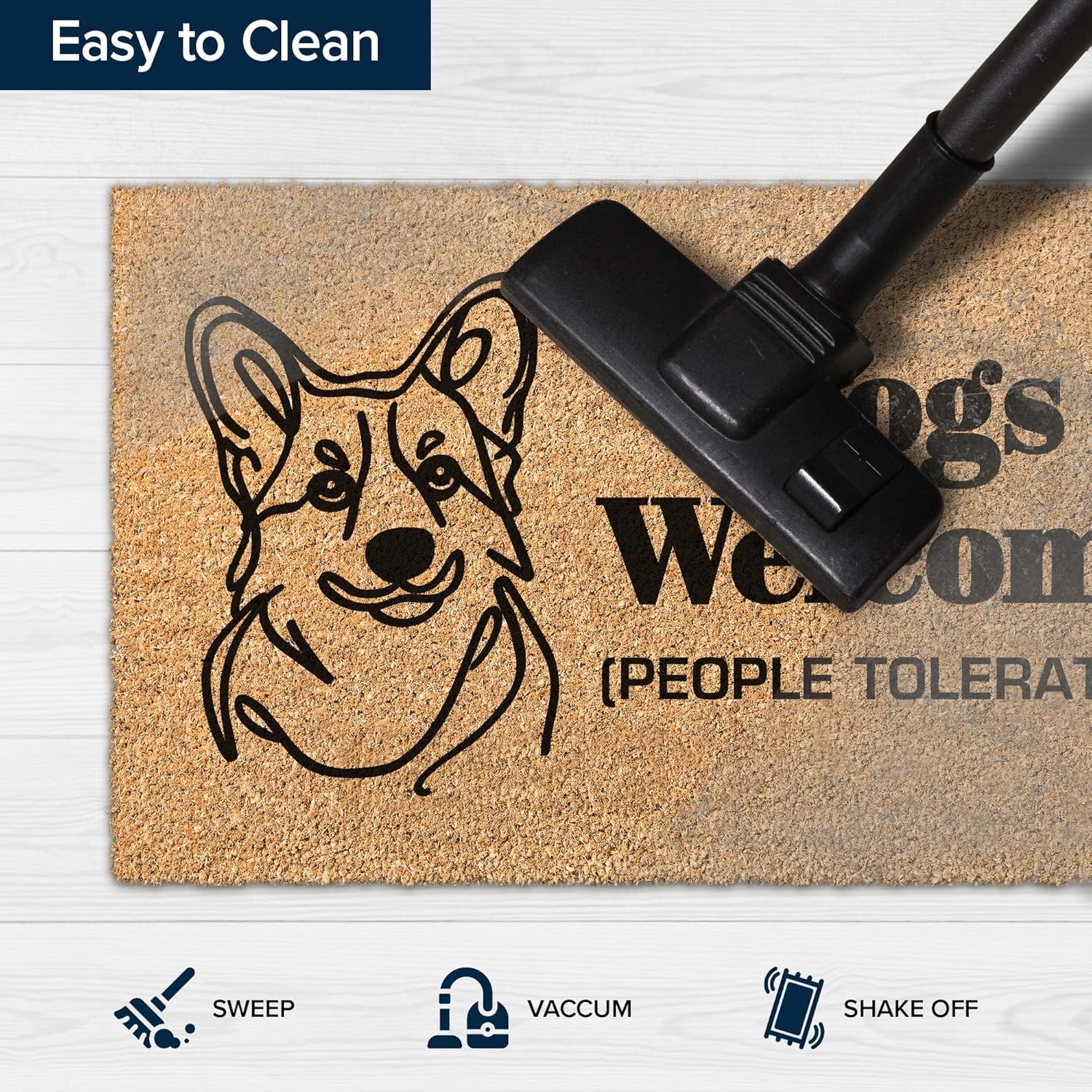 Coir Doormat Dogs Welcome Front Door Mat Indoor/Outdoor Heavy Duty Backing, 24x36" Inches, Coir Material, Made by My Sign Center