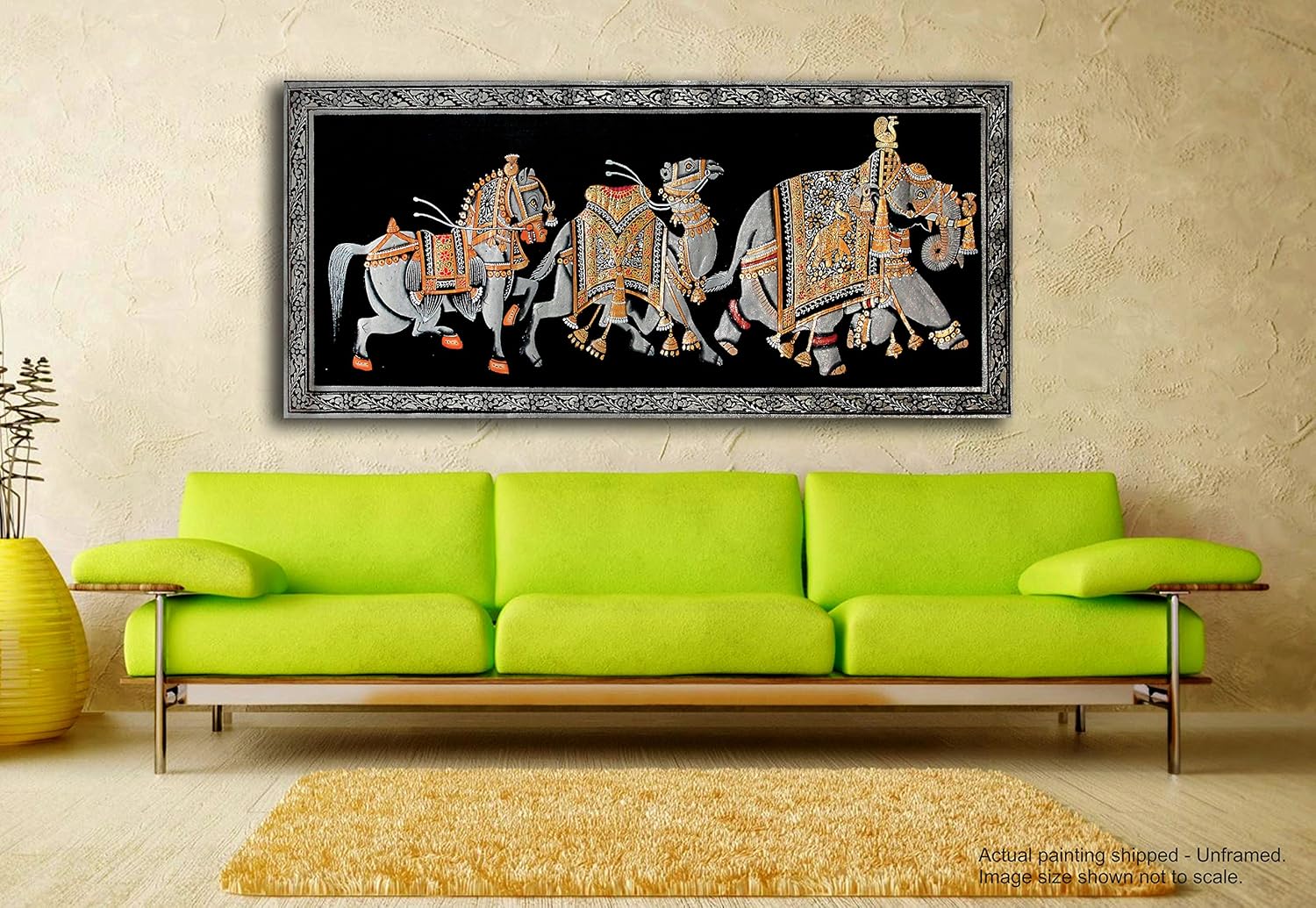 Tamatina Canvas Painting for Home, Living Room, Bedroom | Rajasthani Traditional Art painting for Home décor | Size – 28X14 Inches