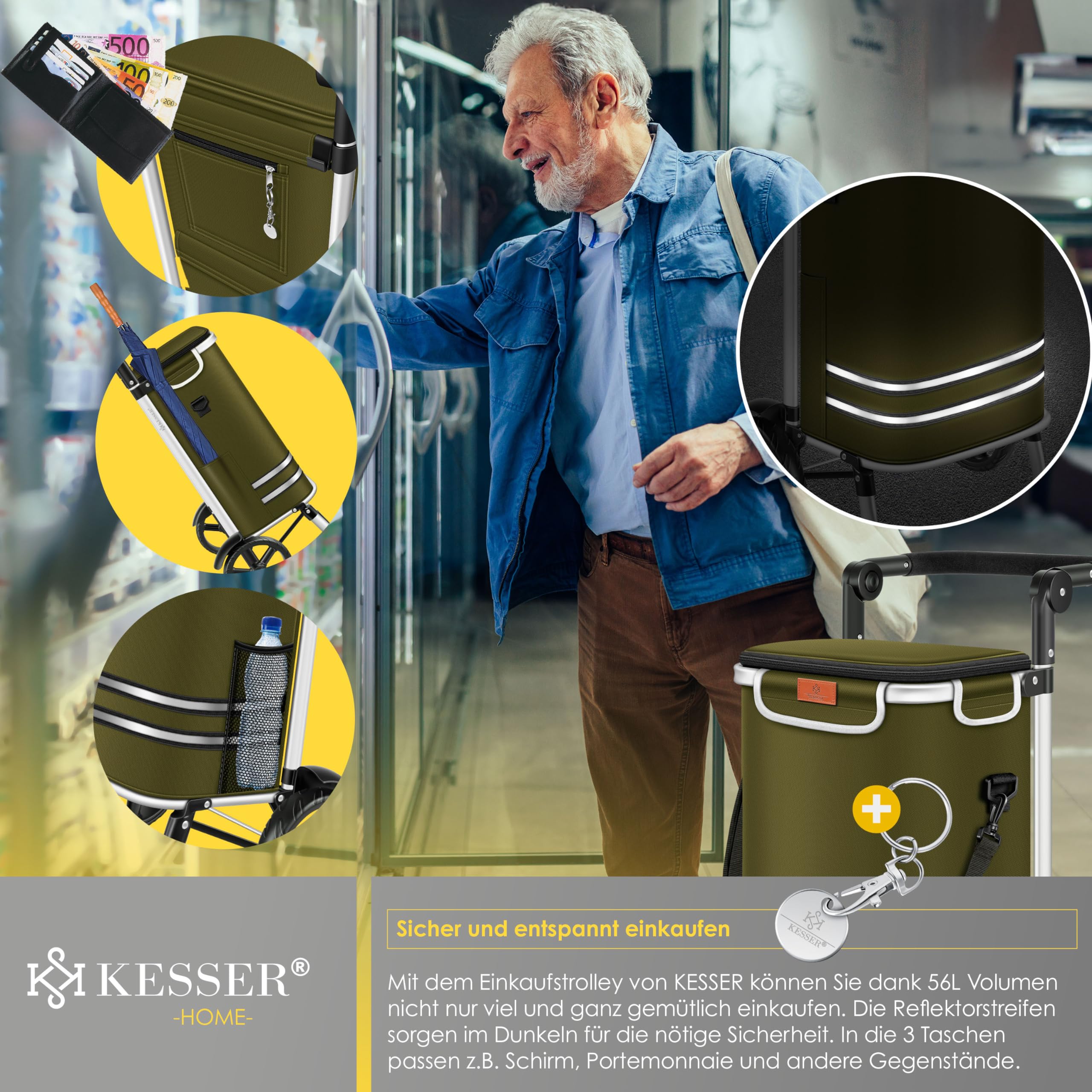 KESSER® Boodschappentrolley trapklimmer met koelvak, inklapbaar