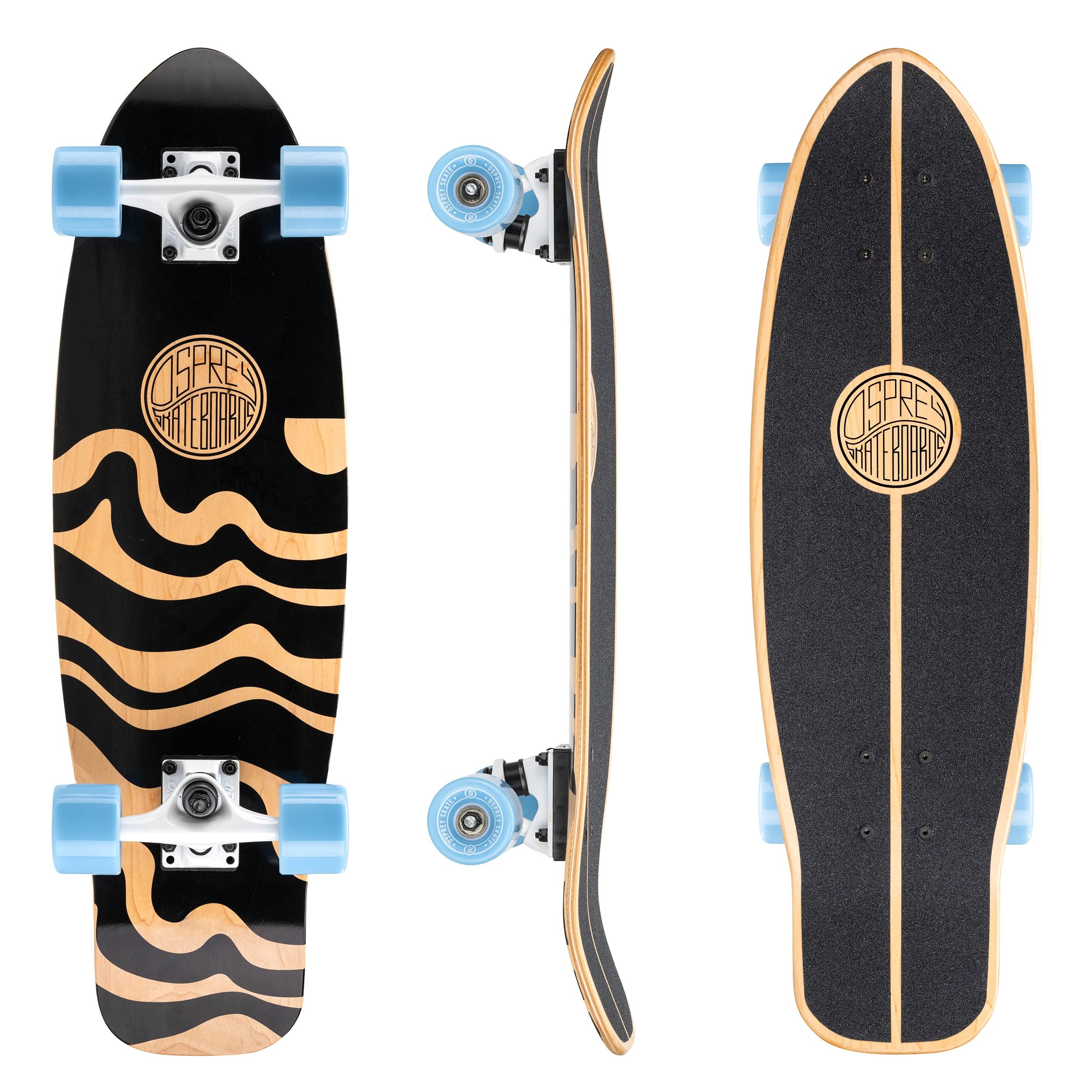 Osprey Cruiser Skateboard, Cruiser Board for Beginners, Entry Level Skateboard for Adults and Kids, Multiple Styles and Sizes