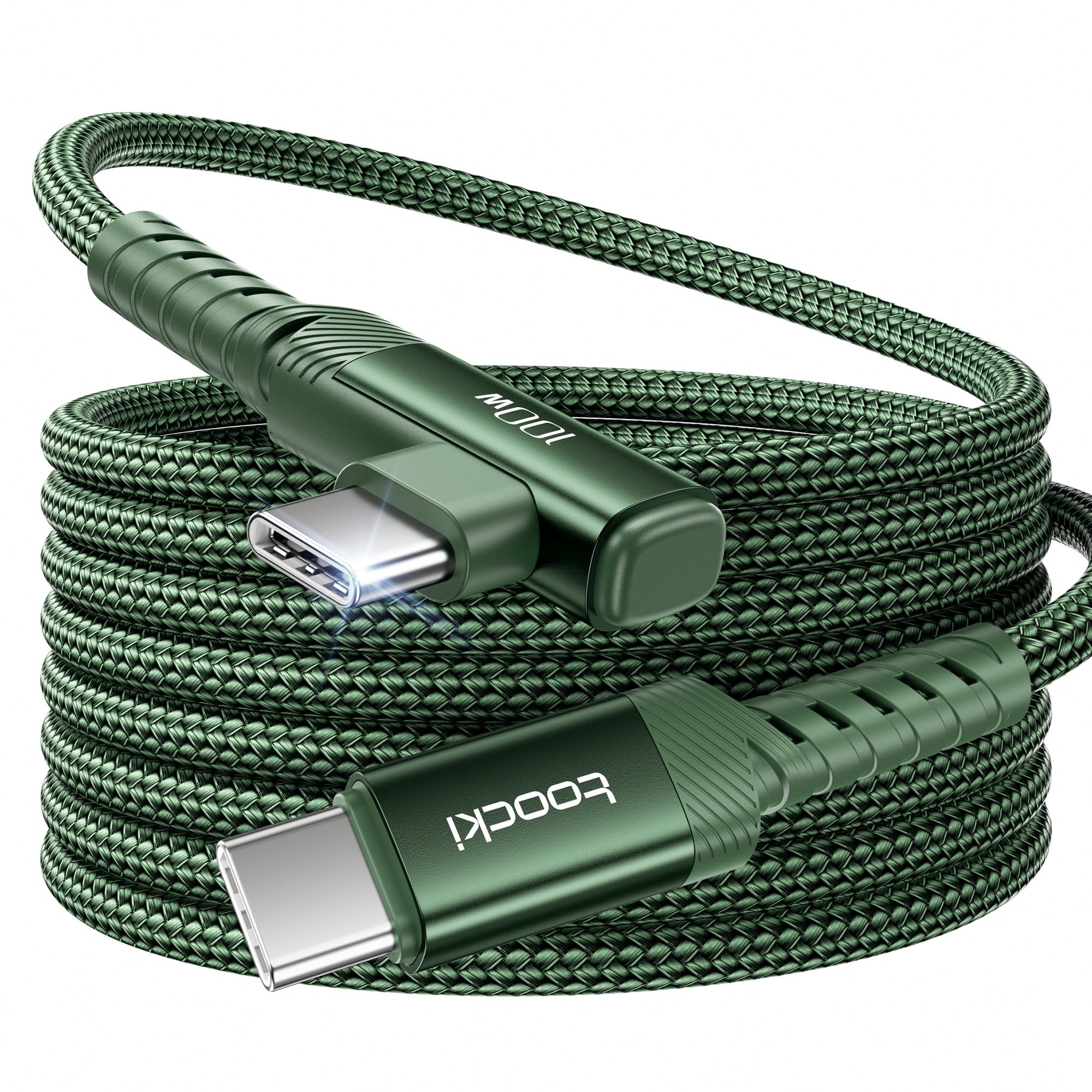 toocki 100W USB C auf USB C Kabel 2M Winkelstecker USB-C Ladekabel 5A/20V kompatibel mit MacBook Pro 2020 MacBook Air 2020, Dell XPS15, iPad Mini 6, iPad Pro 2020, Surface Pro 7 usw (Grün)