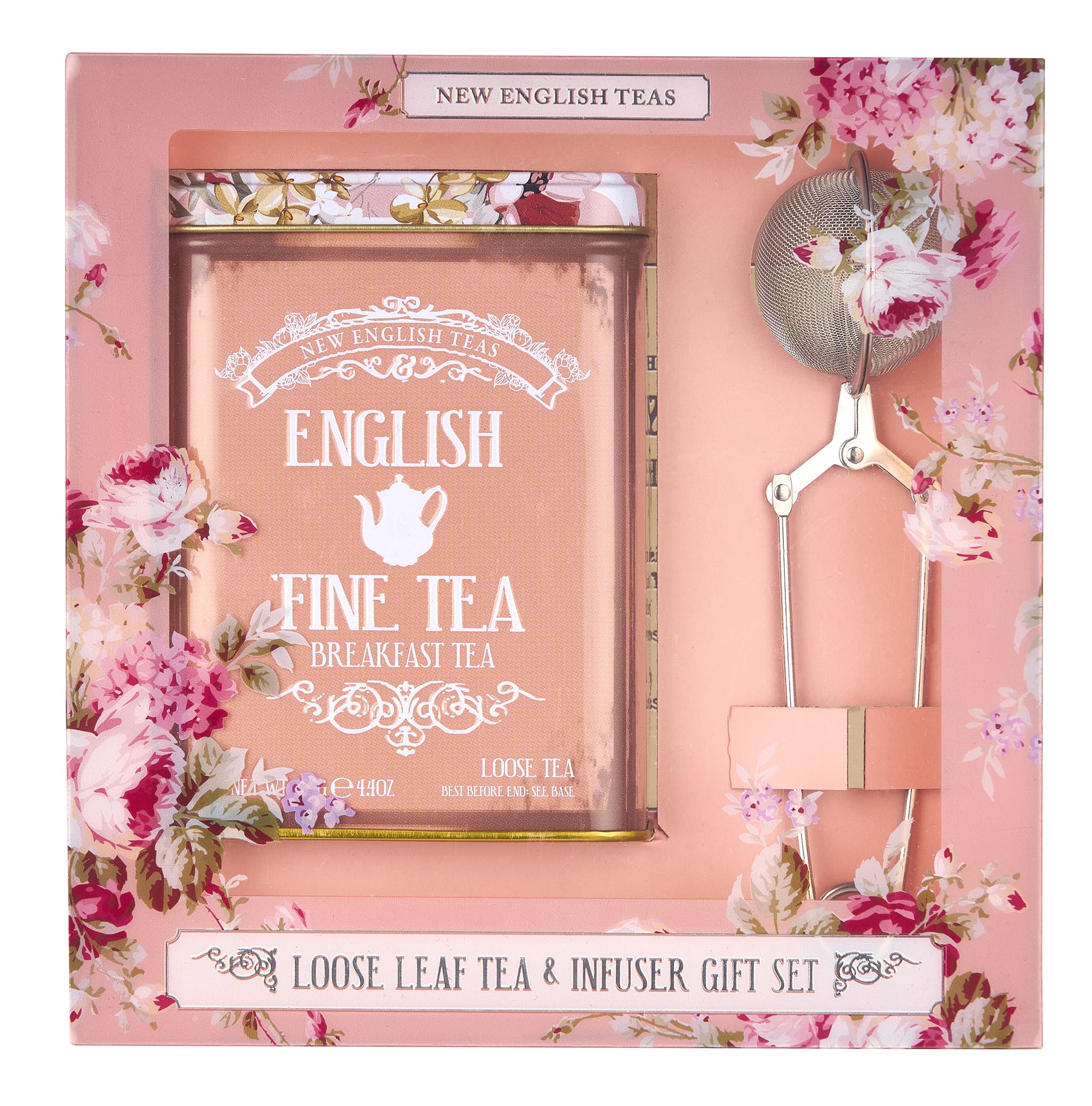 New English Teas English Breakfast Tea Infuser Gift Set, Loose Leaf Tea with Infuser, 125g