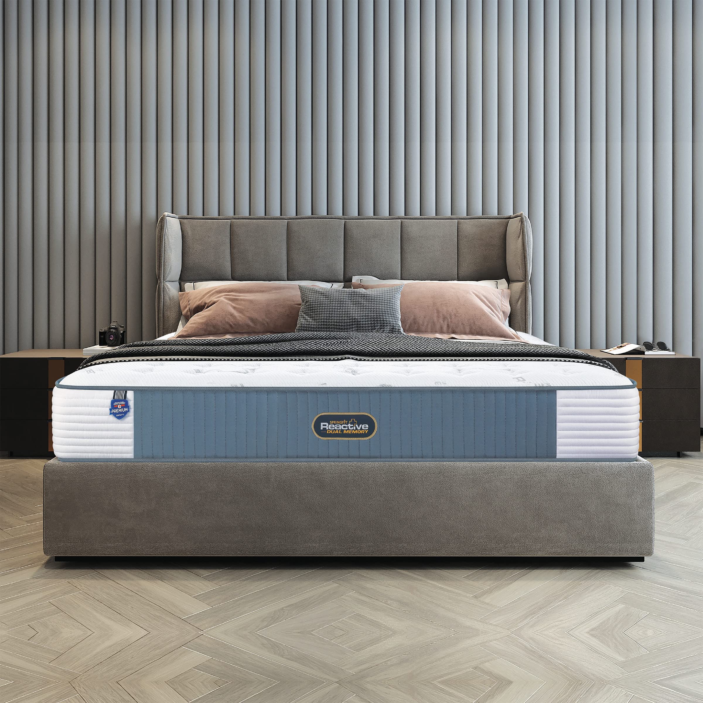 Springfit Reactive Dual Memory Orthopedic Back Support Dual Comfort Medium Soft & Hard Luxury Bed Mattress 8 inch - Mattress King Size Bed (84x72x8 Inch, Memory Foam Sleep Mattresses)