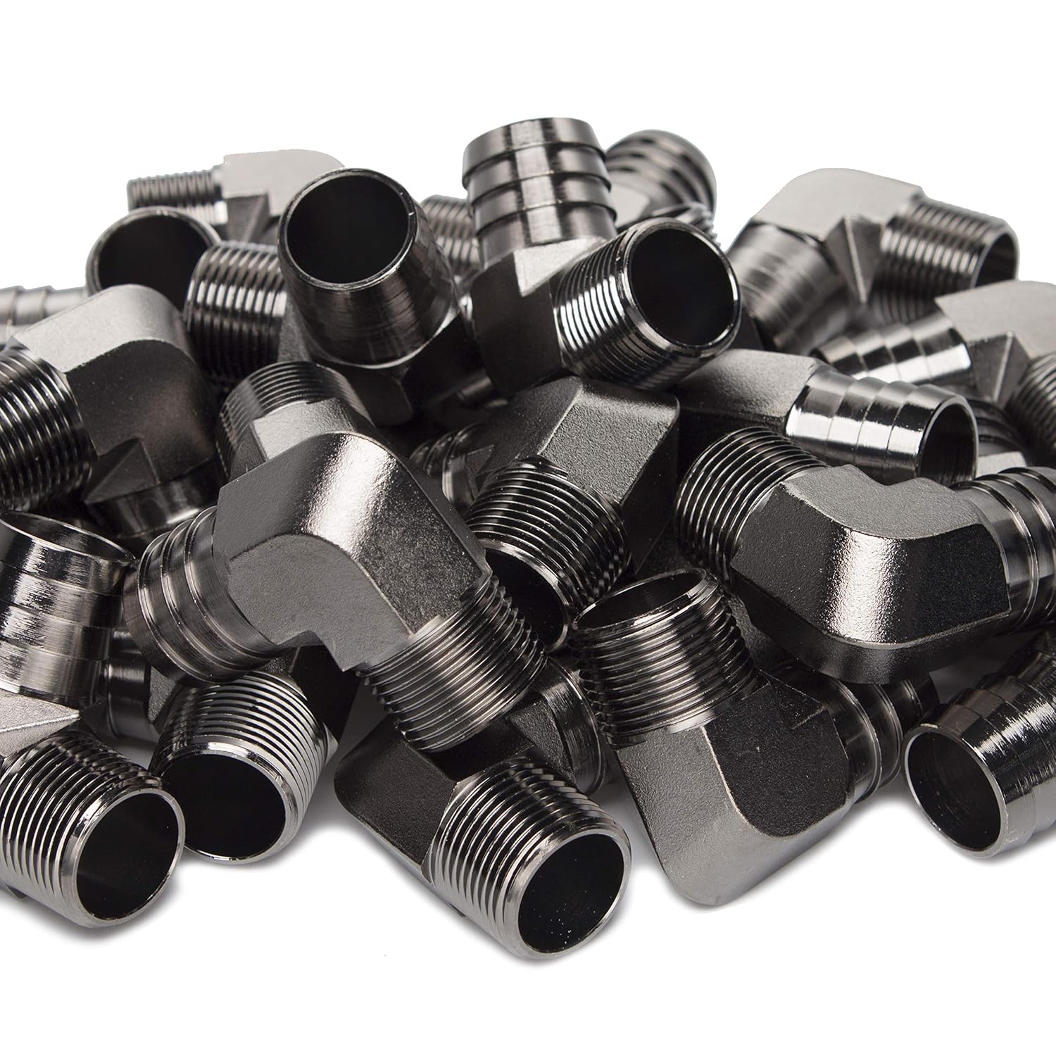LTWFITTING Black Nickel Plating 90 Degree Elbow Brass Barb Fitting 1" ID Hose x 3/4" Male NPT Fuel Boat Air (Pack of 5)
