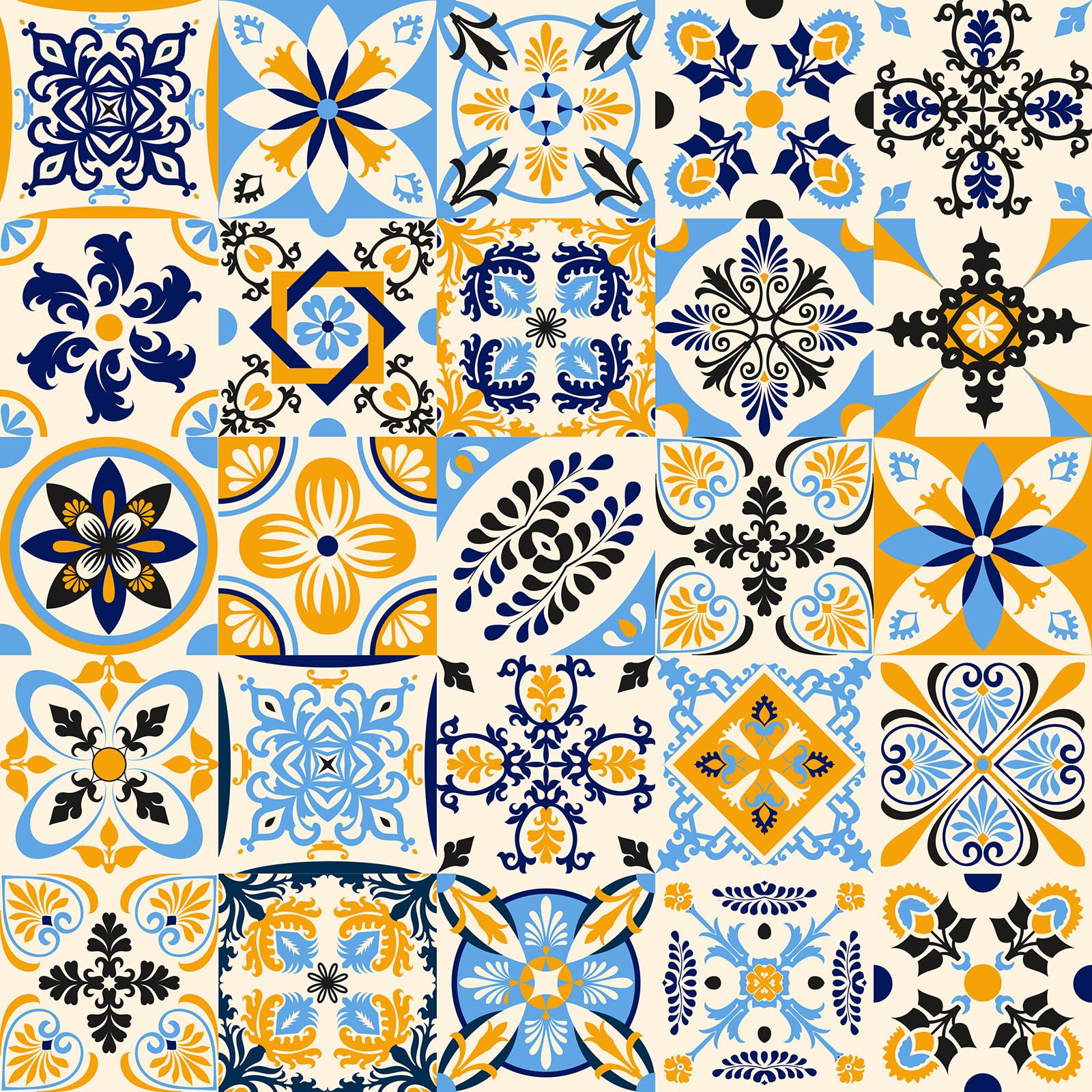 Lumalea Adesivo per cucina, effetto piastrelle di cemento, 3617689965246, adesivo + protezione lucida, 90 x 90 cm