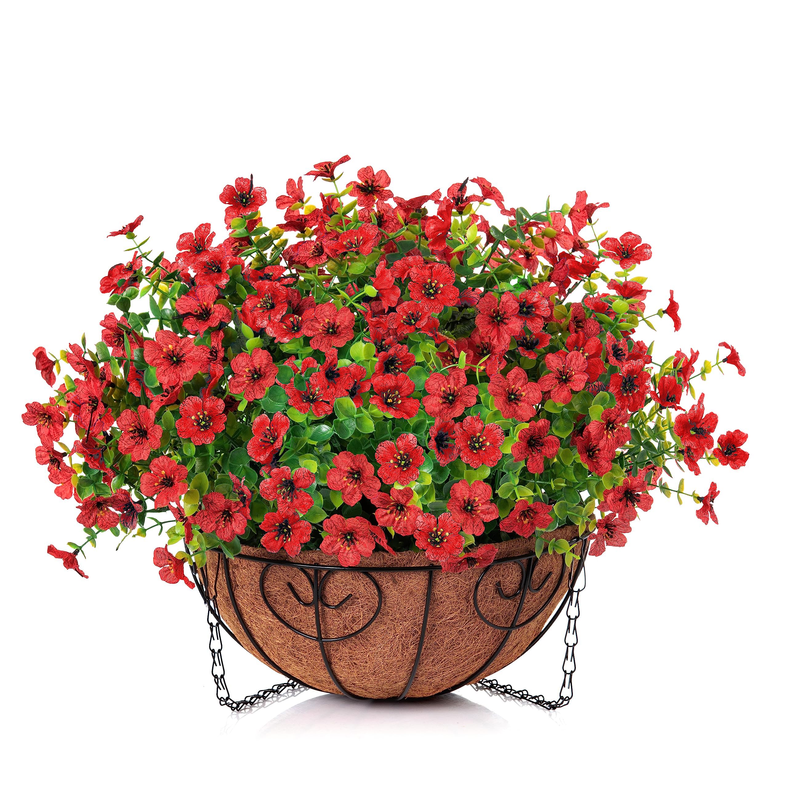 Snapklik.com : HyeFlora Artificial Fake Hanging Red Plants Flowers ...