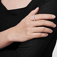 Vista 18 de Yaxa Essentials Anillo de plata de ley chapada en platino o oro con circonita cúbica redonda de elementos infinitos