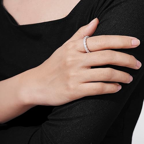 Miniatura 4 de Tienda Essentials Anillo de plata de ley chapada en platino o oro con circonita cúbica redonda de elementos infinitos (anteriormente colección