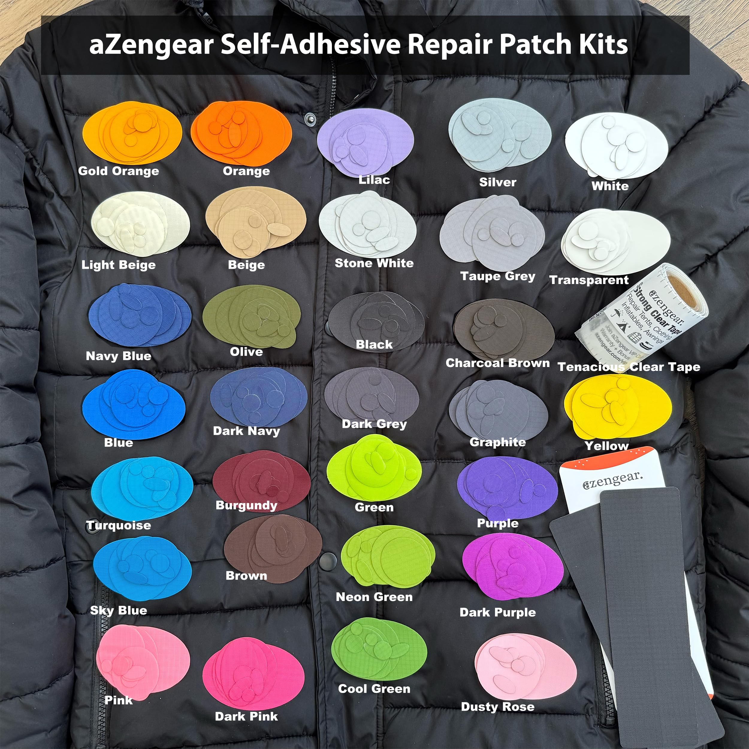 aZengear Taśma Tenacious do naprawy namiotów | Wodoodporny, przezroczysty, samoprzylepny zestaw łatek TPU | Napraw dziury, rozdarcia w markizach, sofach, torbach, butach (rolka 7,5 x 100 cm)