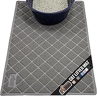 Gorilla Grip Cat Litter Mat 35x23 - Water-Resistant Litter Trapping Mat, Easy Clean Scatter Control, Soft on Paws, Mess-Free Floors for Indoor Cats, Gray