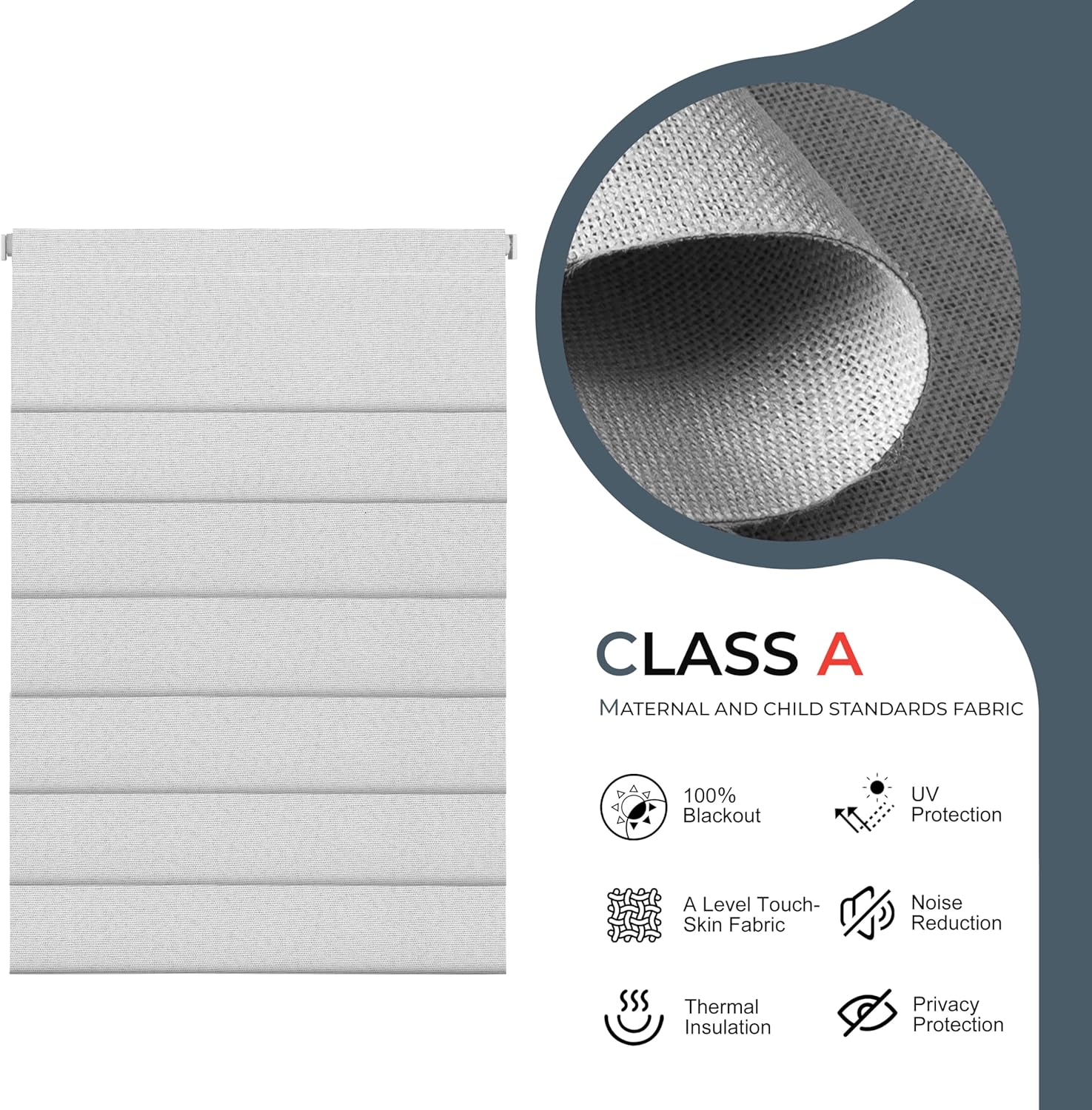 BERISSA No Drill Roman Shades for Windows,Cordless Blackout Roman Blinds,Thermal Insulation Fabric Pull Down Roman Shade Heat Blocking Window Blinds for Home,Easy to Install(58" W x 78" H) Gray White