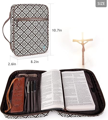 Miniatura 19 de Montana West Funda para la Biblia para mujeres y hombres con marcapáginas de cuero, fundas de transporte, bolsa de iglesia para protección al aire