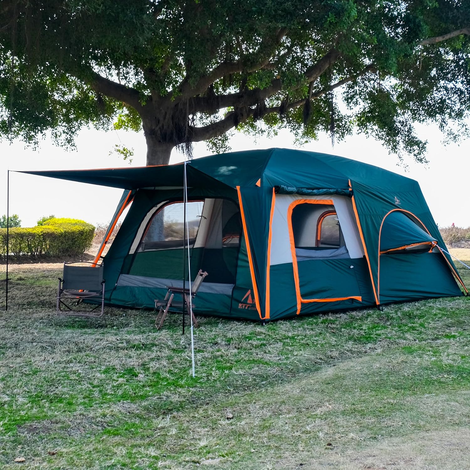 KTT Extra Large Tent 10-12-14 Person(B),Family Cabin Tents,2 Rooms,3 Doors and 3 Windows with Mesh,Straight Wall,Waterproof,Double Layer,Big Tent for Outdoor,Picnic,Camping,Family Gathering - Image 5