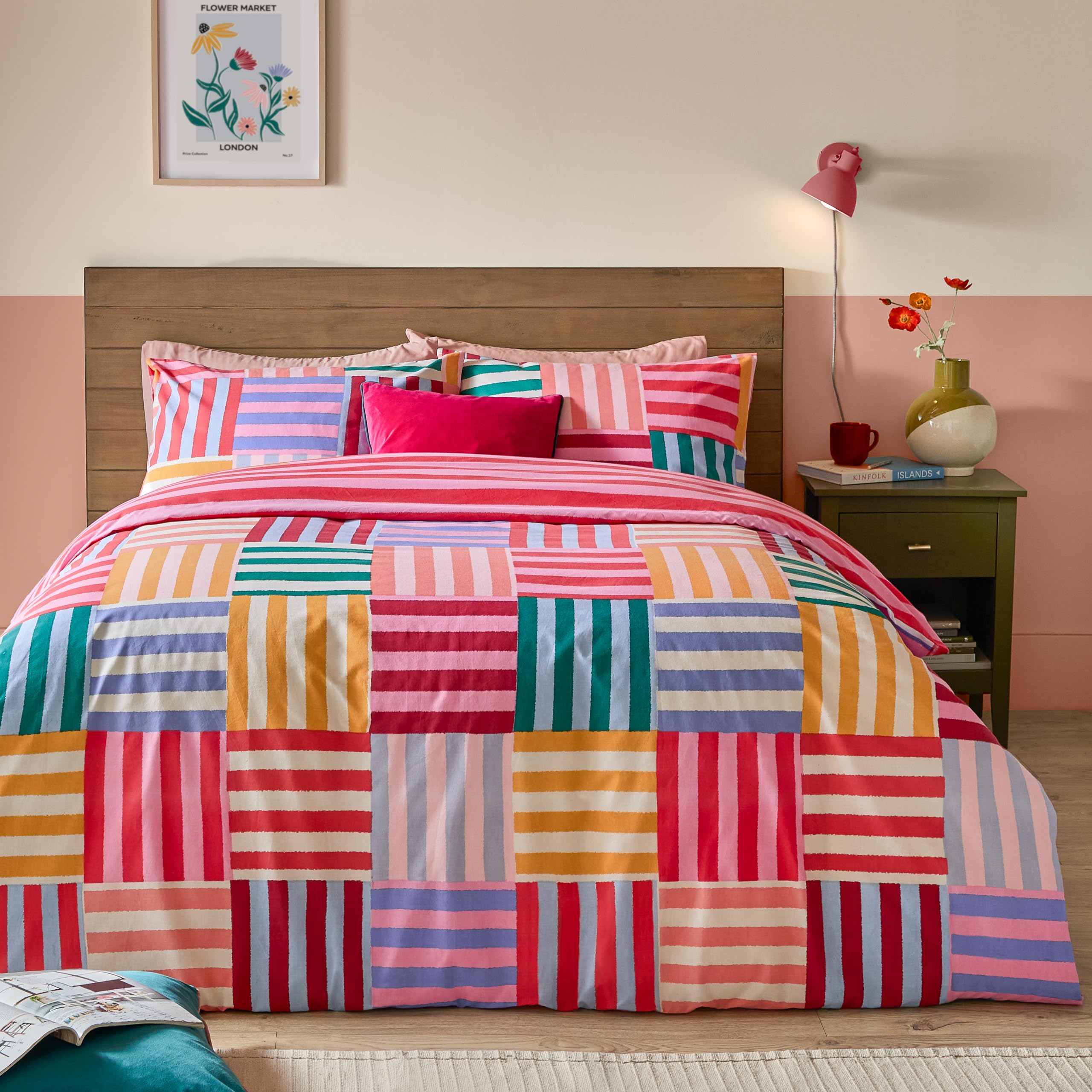 Furn. Multicolour Ana Stripe Duvet Cover Set ( - Super King)