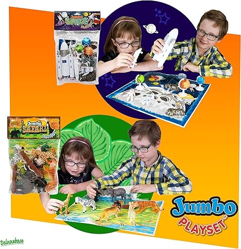 Miniatura 8 de Juego jumbo - Animales salvajes de safari de Deluxebase. Juego de figuras de animales de 10 piezas. Bolsa de juguetes de safari que incluye tigre,