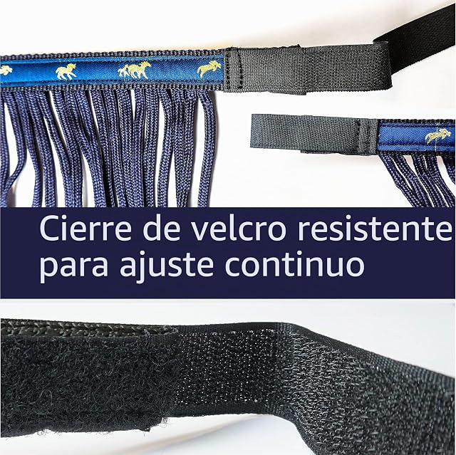 Foto 3 de 5 de Franjas antimoscas para caballos, máscara con flecos y cierre, gorro para Shetty, Pony, Cob, sangre caliente