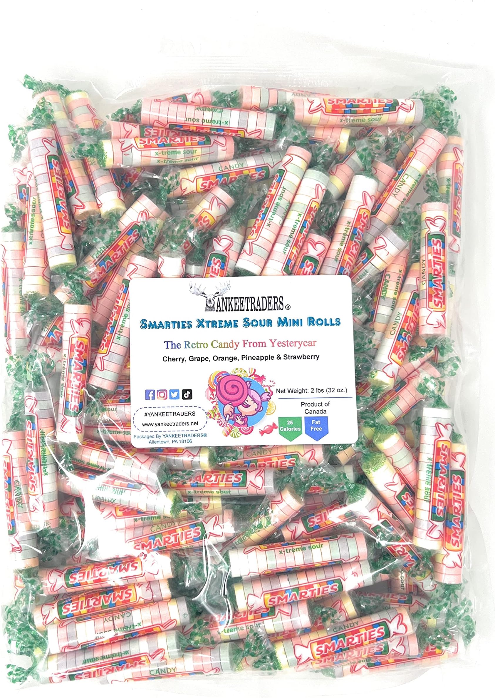 Smarties Xtreme Sour Candy, 2 Pound Bulk Bag