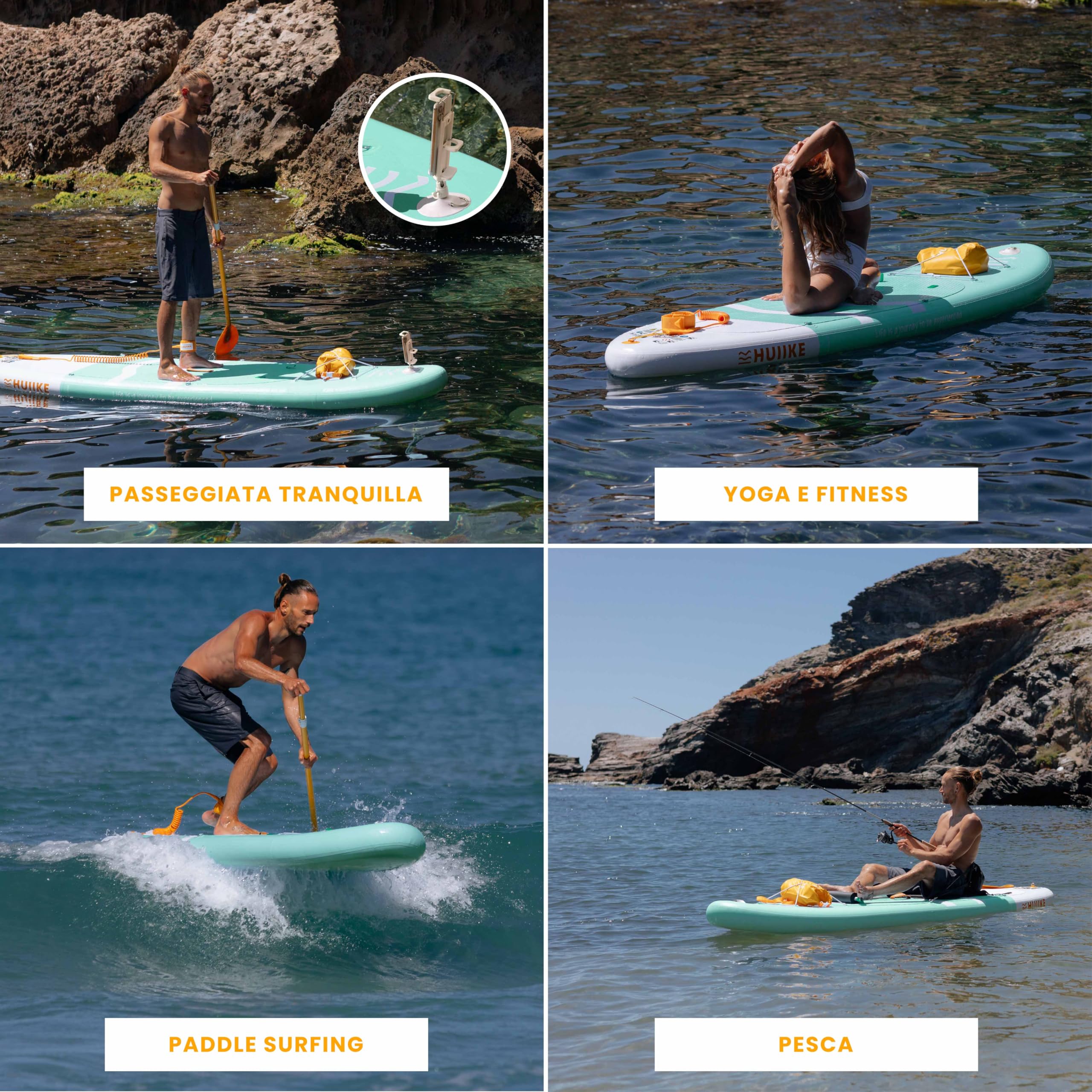 HUIIKE Tavola Sup Gonfiabile Adulti con Accessori Inclusi, Pagaia, Pinne, Pompa. Stand Up Paddle Board con Grande Stabilità e Resistenza. 305 x 84 x 15 cm, Carico Massimo 130 kg