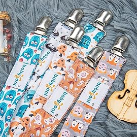 babygoal Baby Animal Pacifier Clips, 6 Pack Pacifier Holder for Boys and Girls Fits Most Pacifiers and Binkies 6MP18