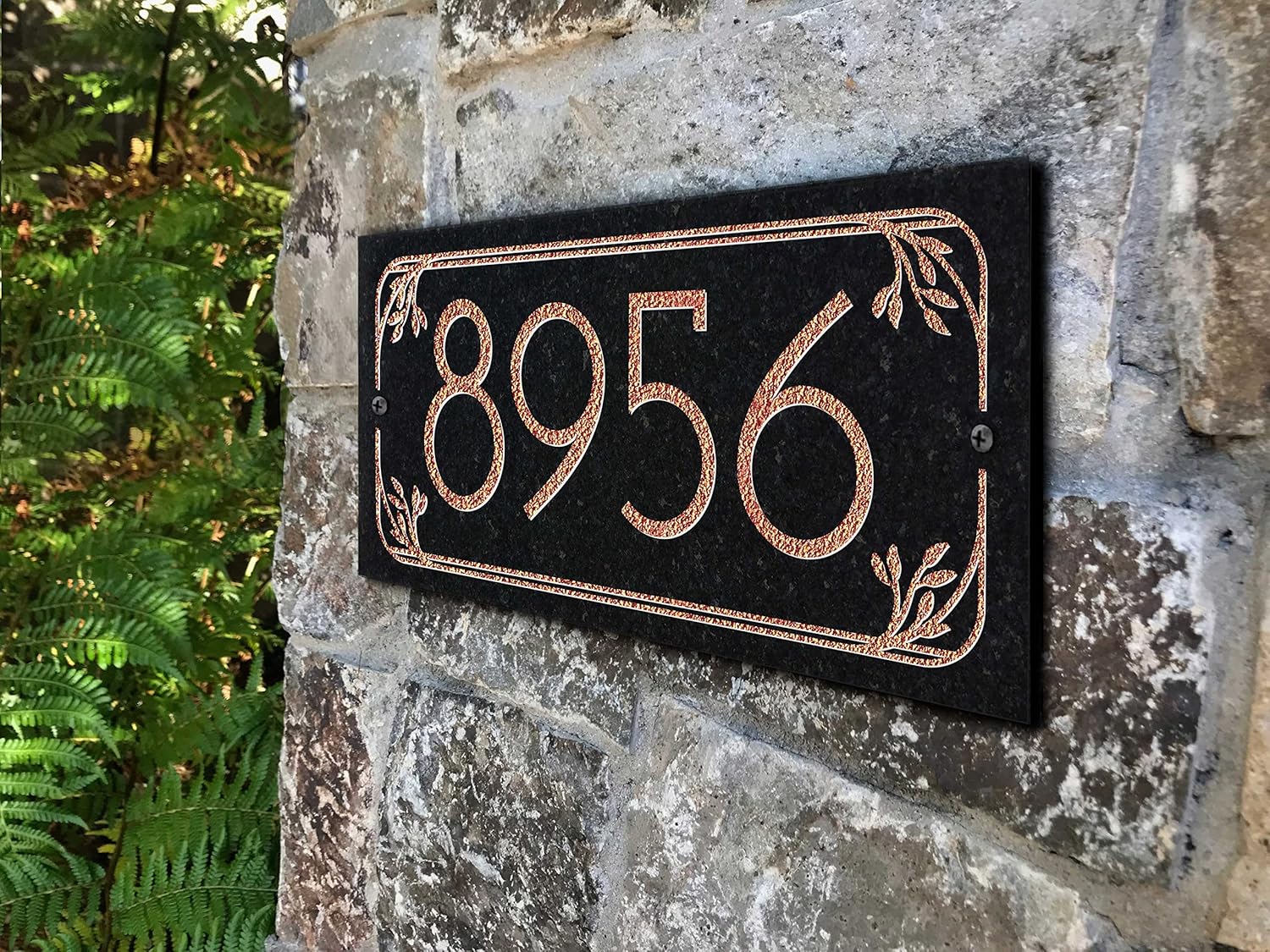 THE BOTANICA Stone Address Plaque With Engraved Numbers. Address Sign Made from solid, real stone.