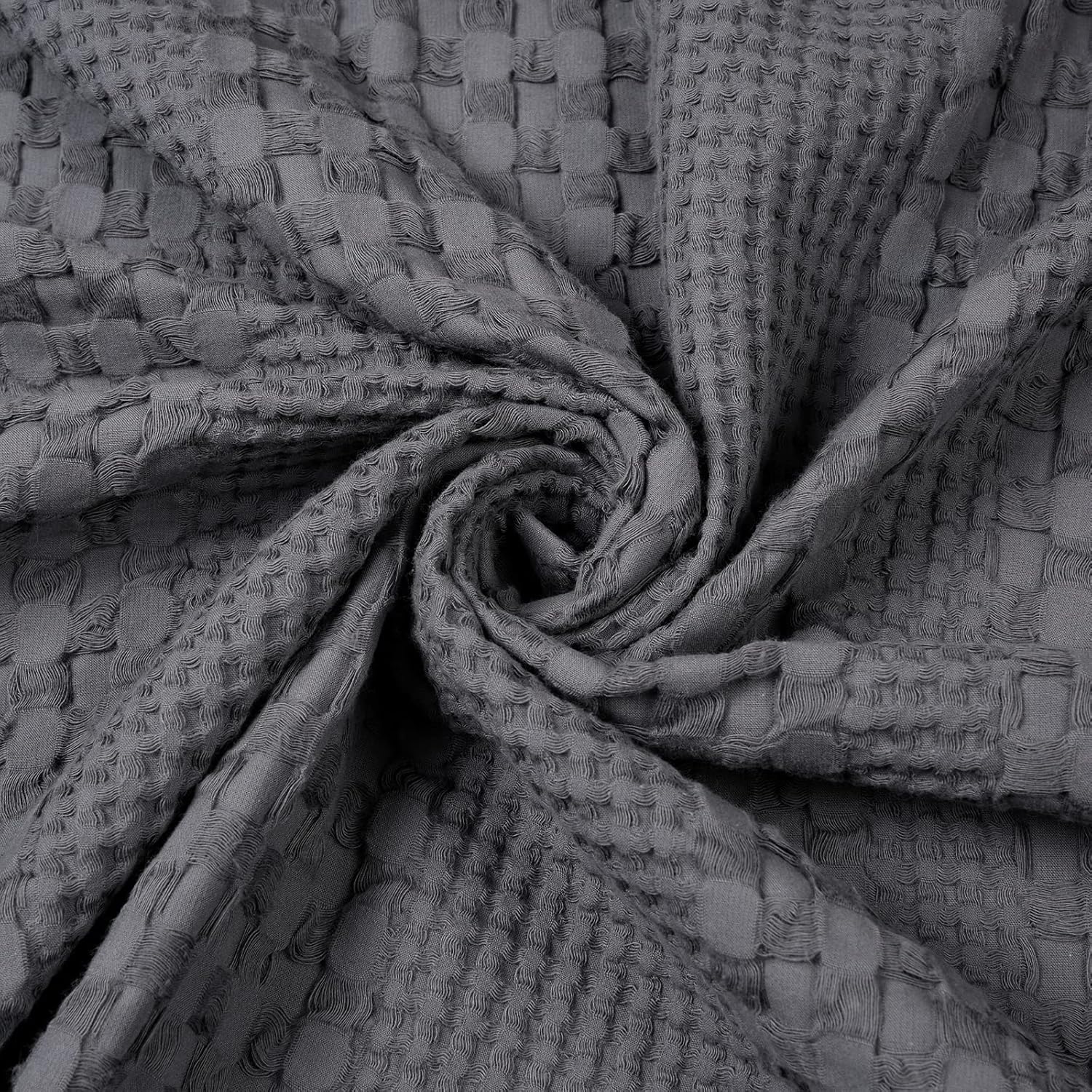 PHF 100% Cotton Waffle Weave Blanket King Size - Luxury Decorative Soft Breathable Skin-Friendly Blanket for All Season - Perfect Textured Blanket Layer for Couch Bed Sofa 108"x90" - Dark Grey : Home & Kitchen