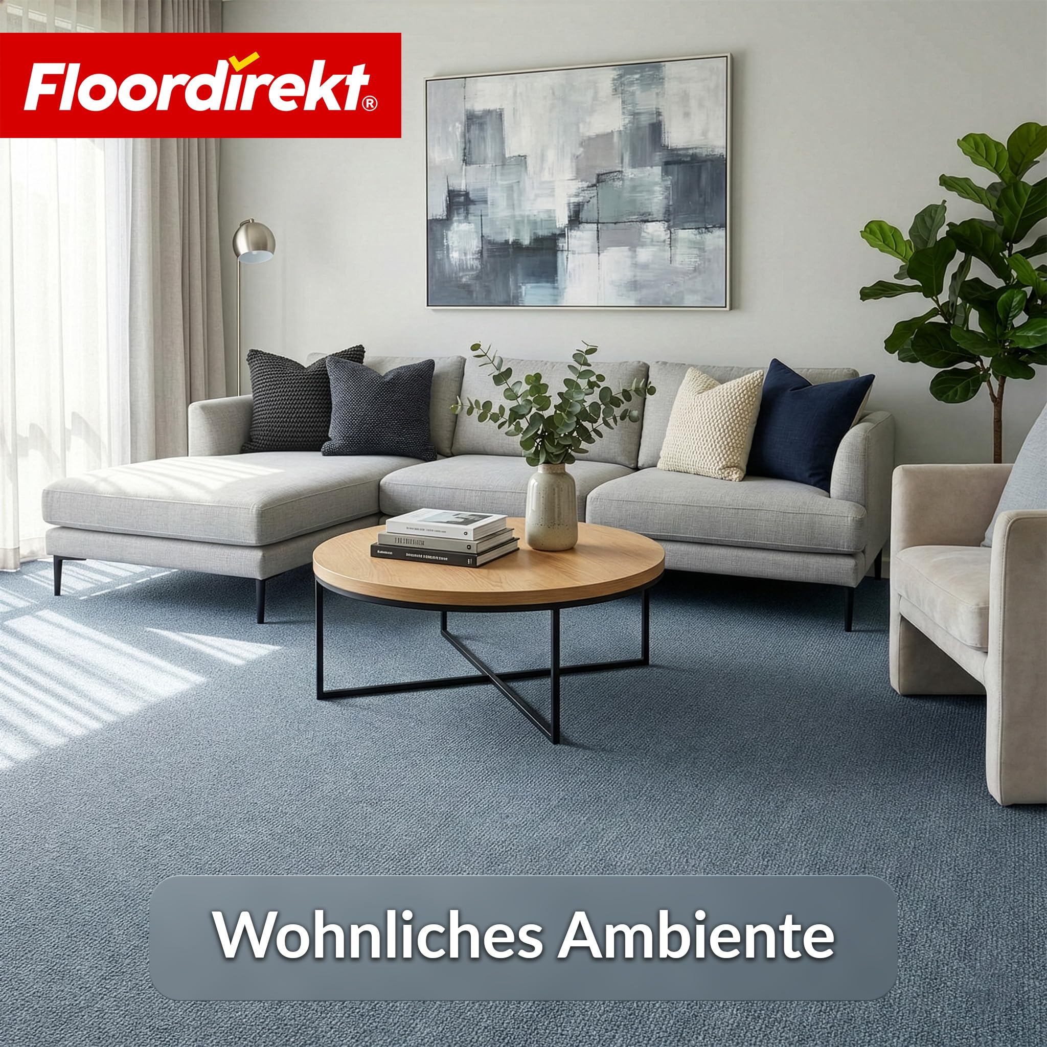 Floordirekt Wykładzina podłogowa z włókniny igłowanej 200 x 400 cm – wytrzymały dywan z piankowym spodem, izoluje odgłosy kroków i zimno, możliwość indywidualnego przycięcia, do salonu i biura, szary